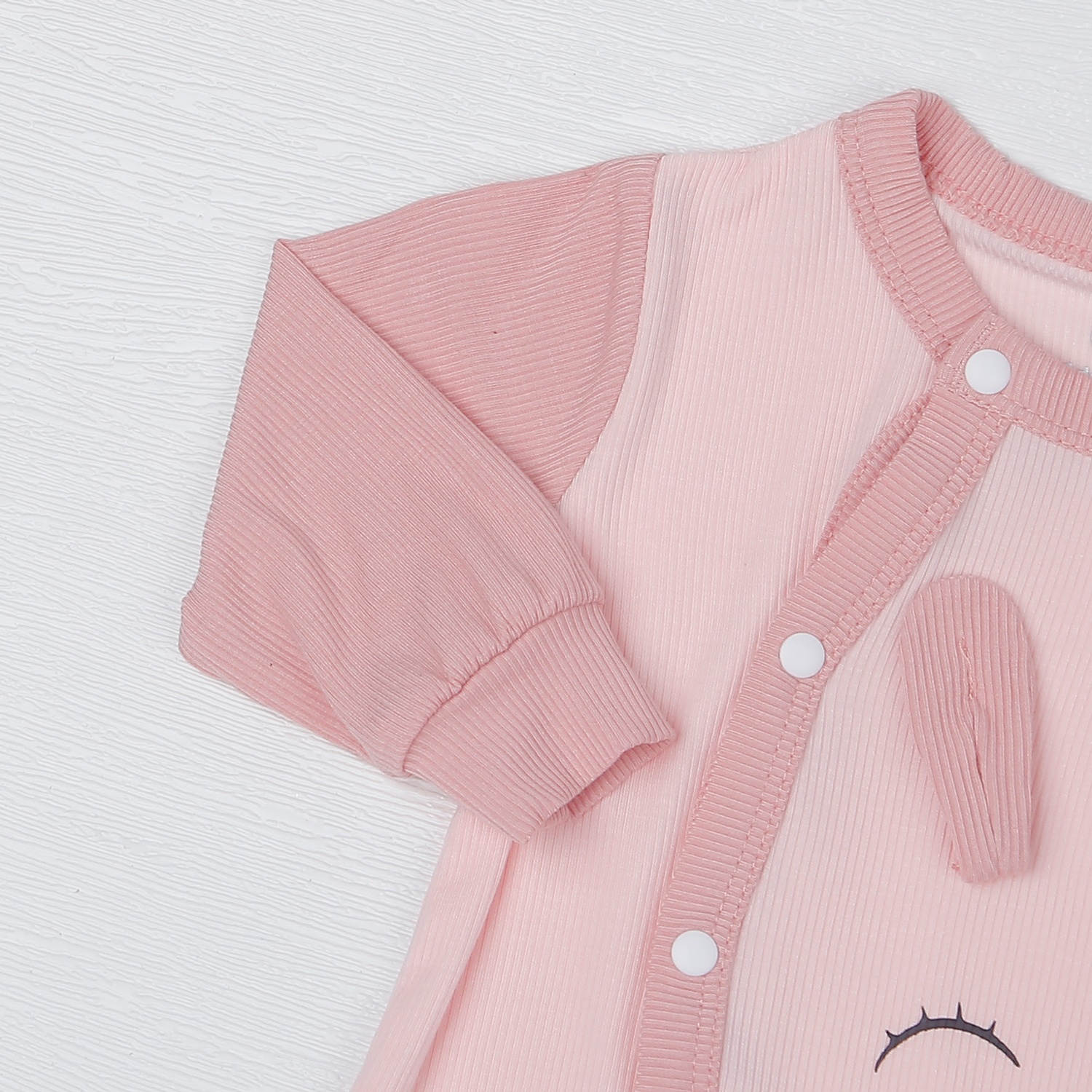 Body dài tay bé gái cài lệch kẻ tăm KidsPlaza ND22T (Hồng Nhạt) hình 3