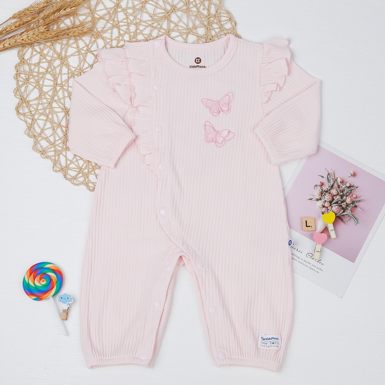 Body dài tay bé gái KidsPlaza hoạ tiết bướm HN22D hình 1