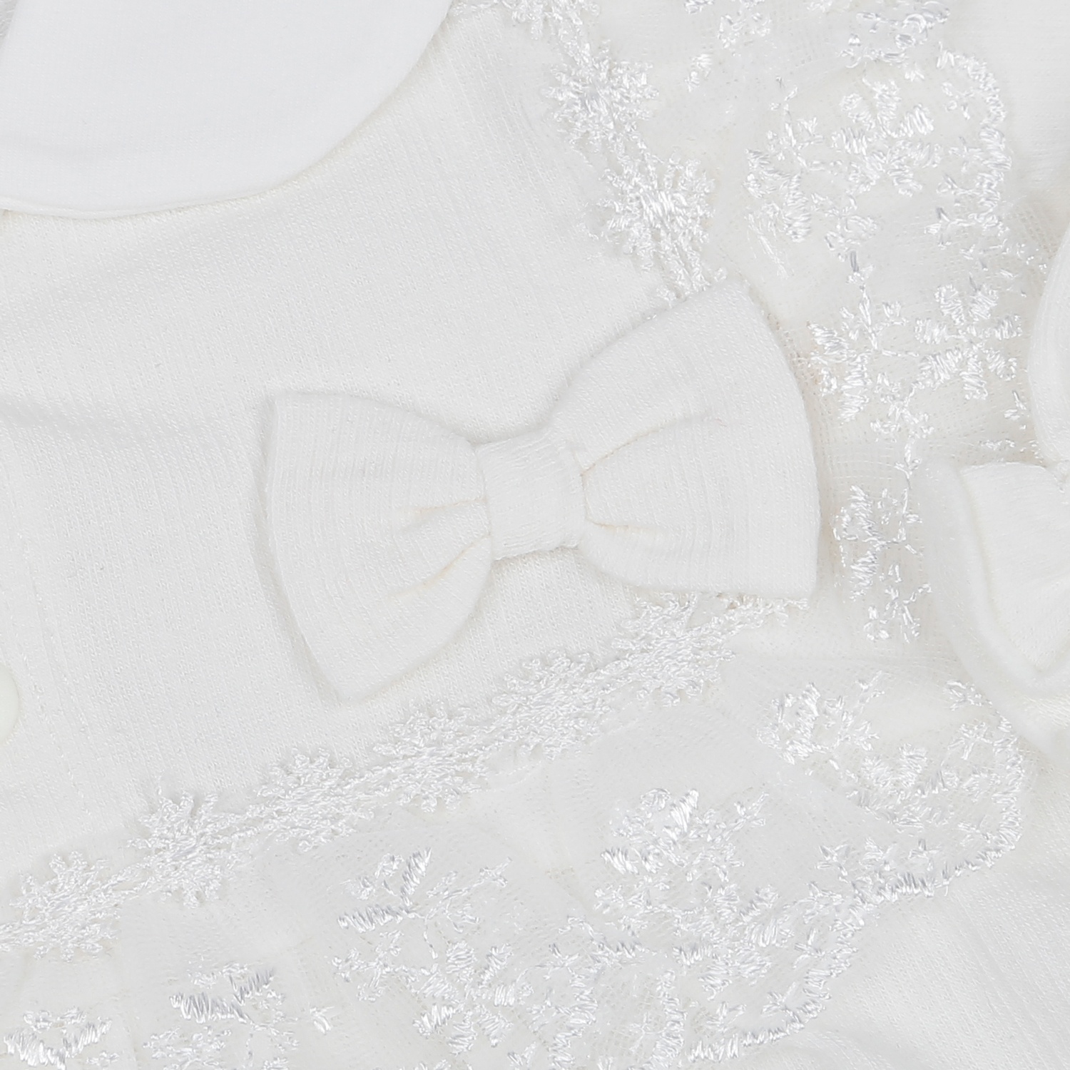 Set body bé gái KidsPlaza ngực đính nơ ren HN22D (Trắng) hình 4