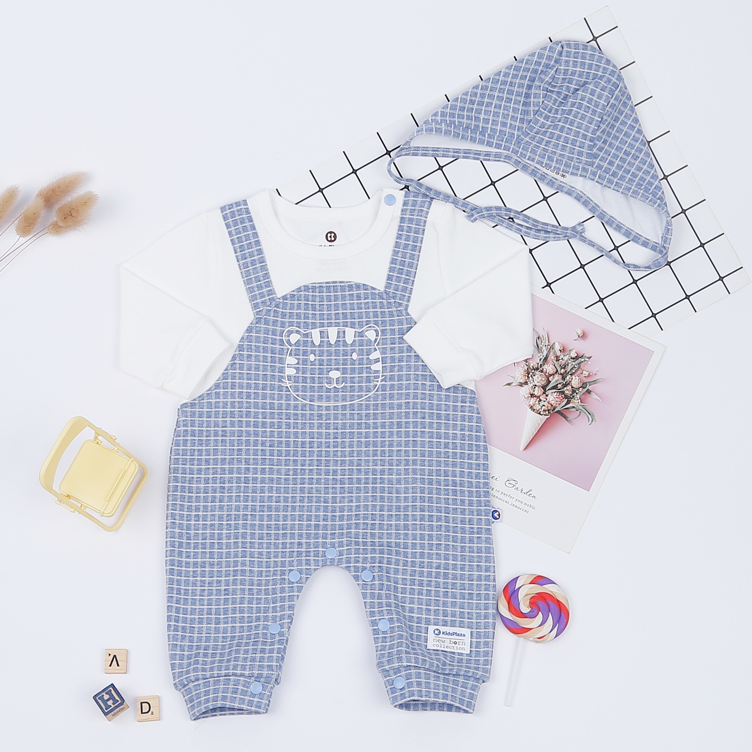 Set body bé trai KidsPlaza in hổ HN22D (Trắng kẻ xanh) hình 1