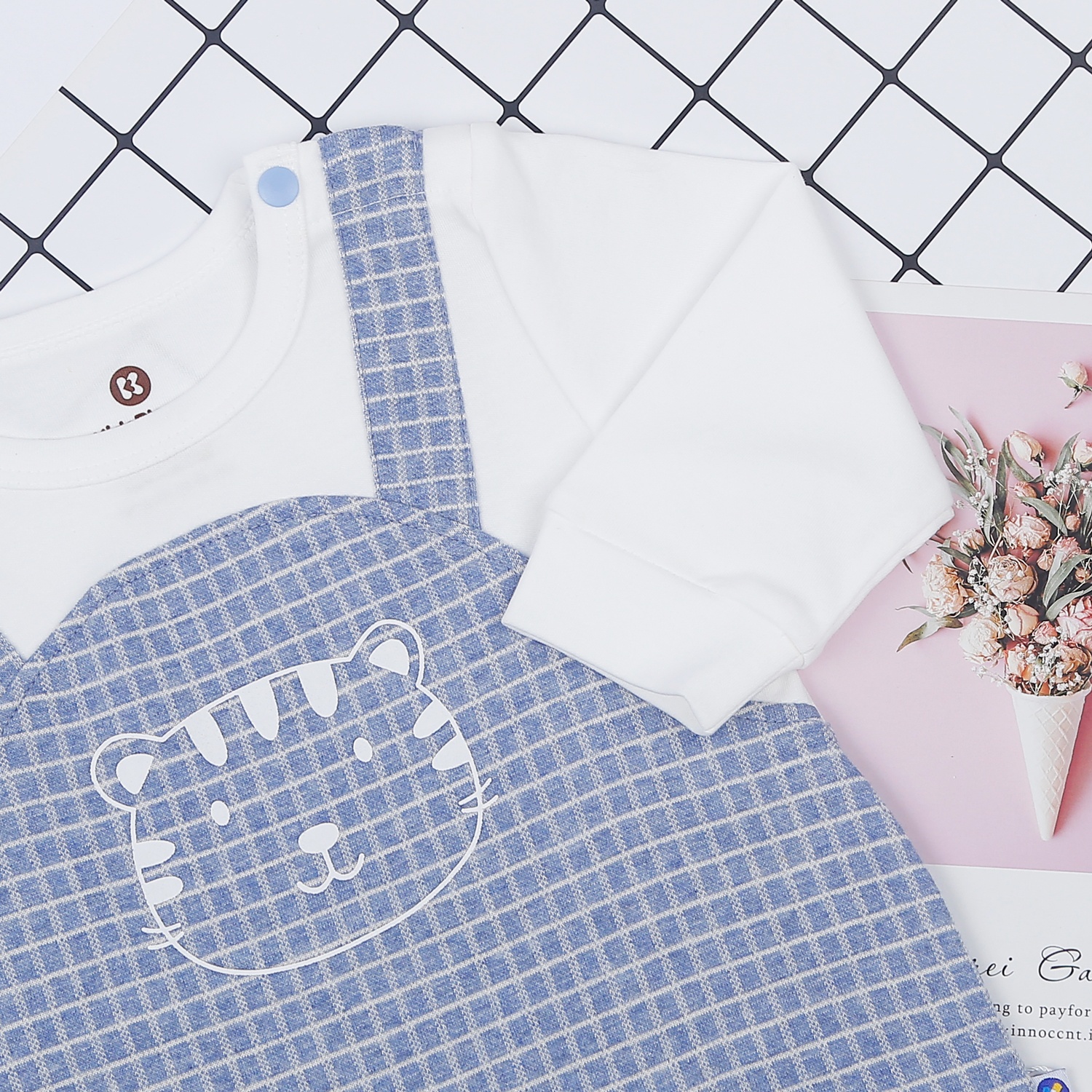 Set body bé trai KidsPlaza in hổ HN22D (Trắng kẻ xanh) hình 3