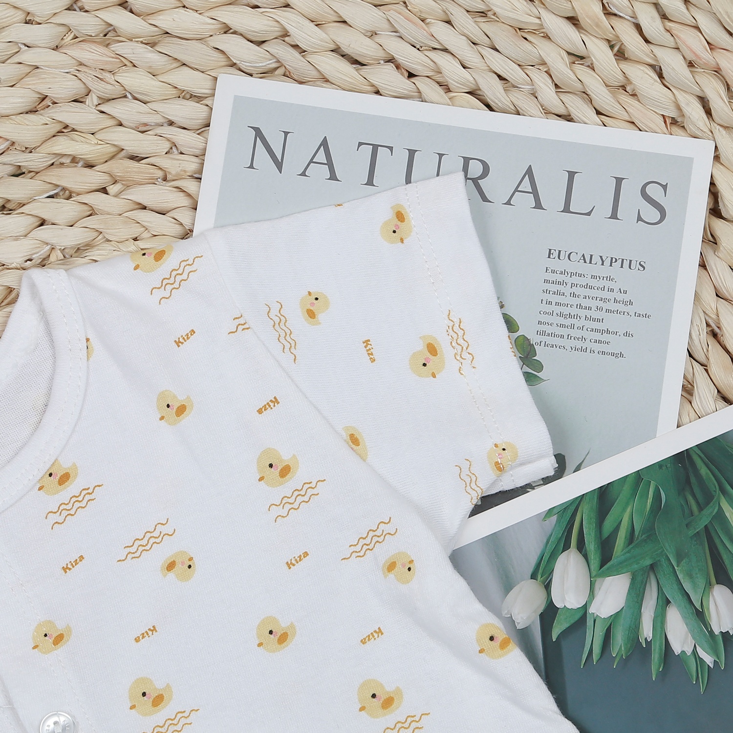 Áo sơ sinh cộc tay Kiza in gà BA22 (Trắng - vàng)  hình 3