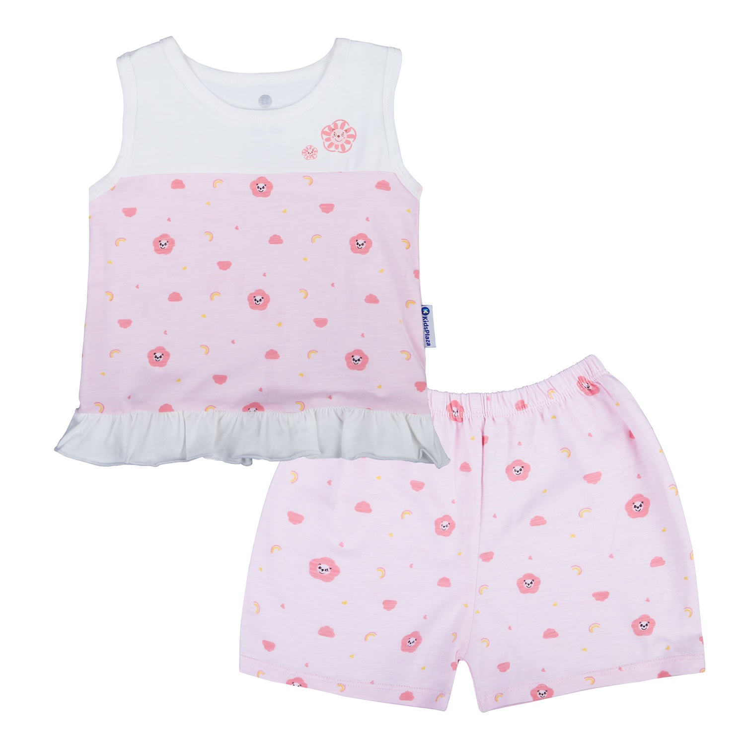 Bộ ba lỗ bé gái áo phối in hoa KidsPlaza M21H hình 1