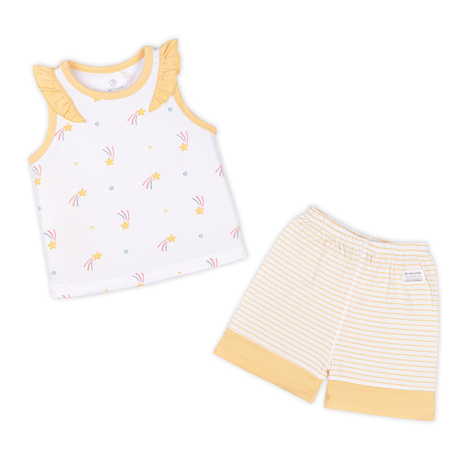 Bộ ba lỗ Otis quần kẻ vàng bé gái KidsPlaza ND22H (Trắng) hình 1