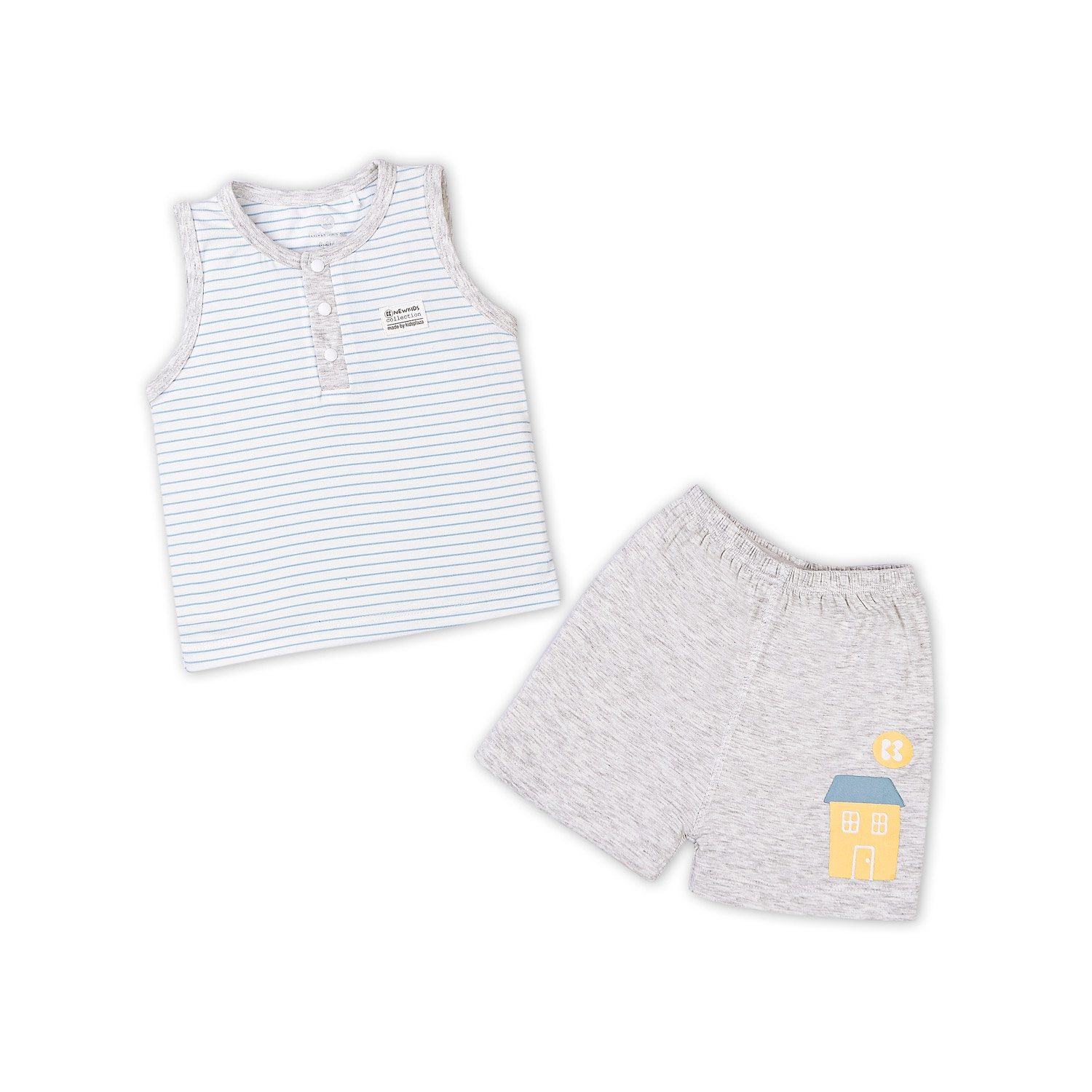 Bộ ba lỗ sơ sinh Otis kẻ xanh bé trai KidsPlaza ND22H (Ghi) hình 1