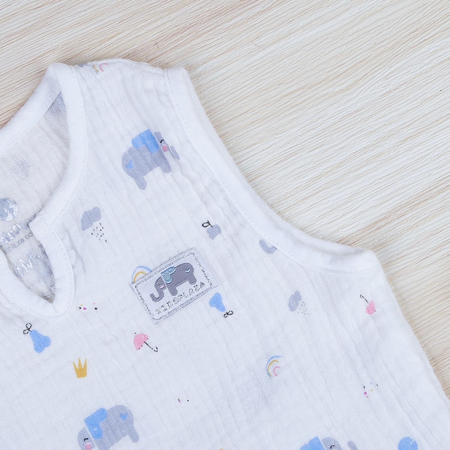 Bộ ba lỗ xô bé trai in voi KidsPlaza trắng xanh M21H hình 5