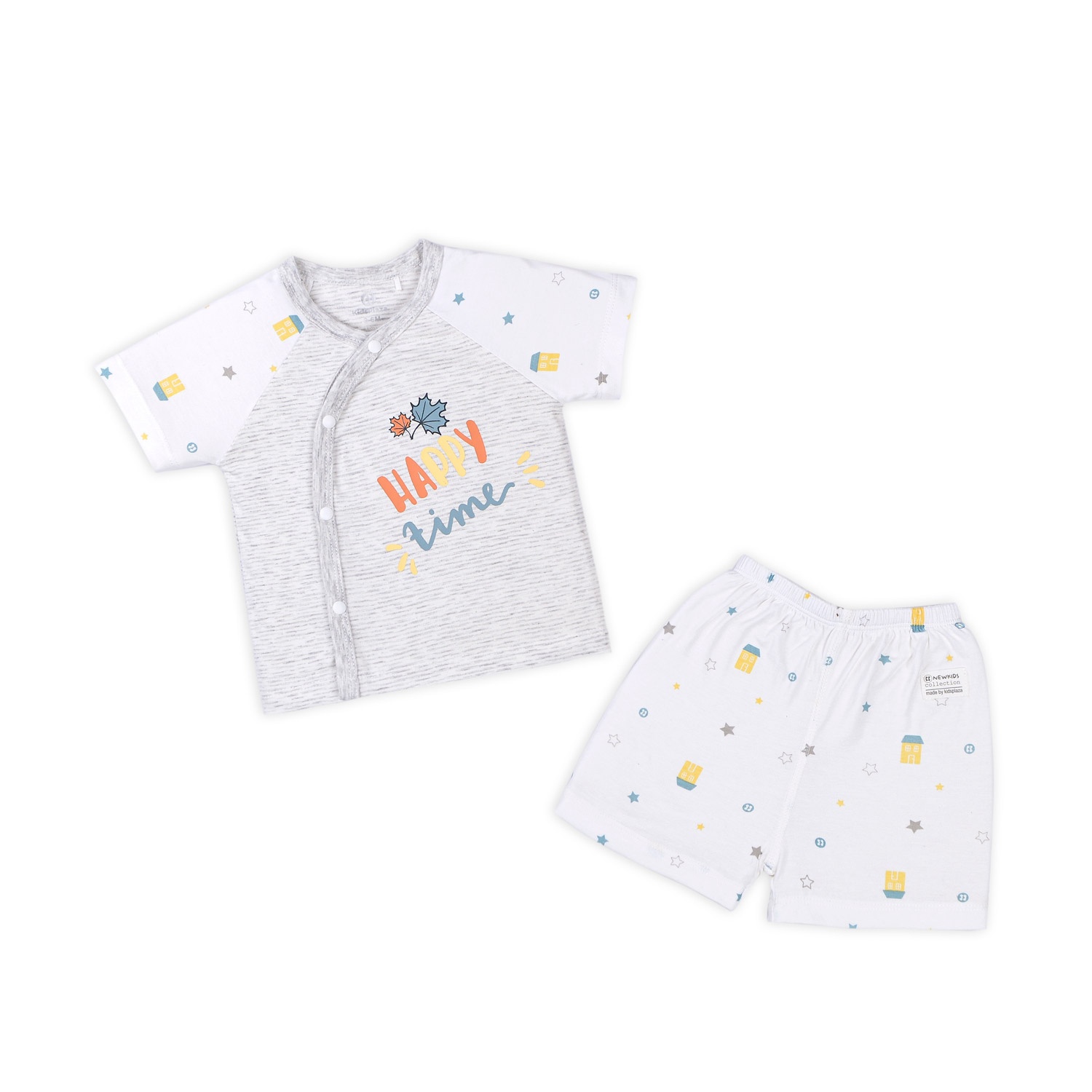 Bộ cộc cài lệch kẻ ghi bé trai KidsPlaza ND22H (Trắng)  hình 1