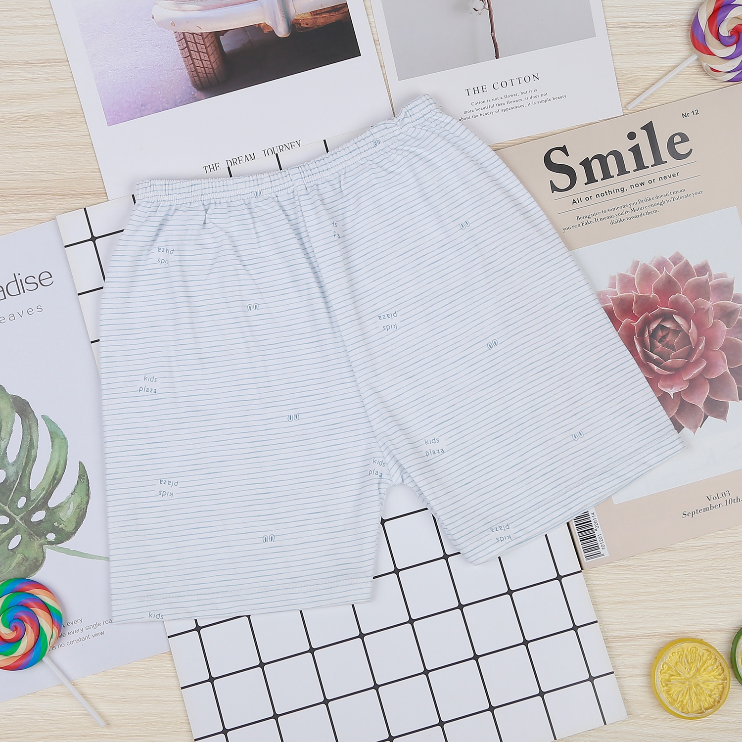 Bộ quần áo cộc kẻ cài giữa KidsPlaza NBA22 (xanh) hình 5