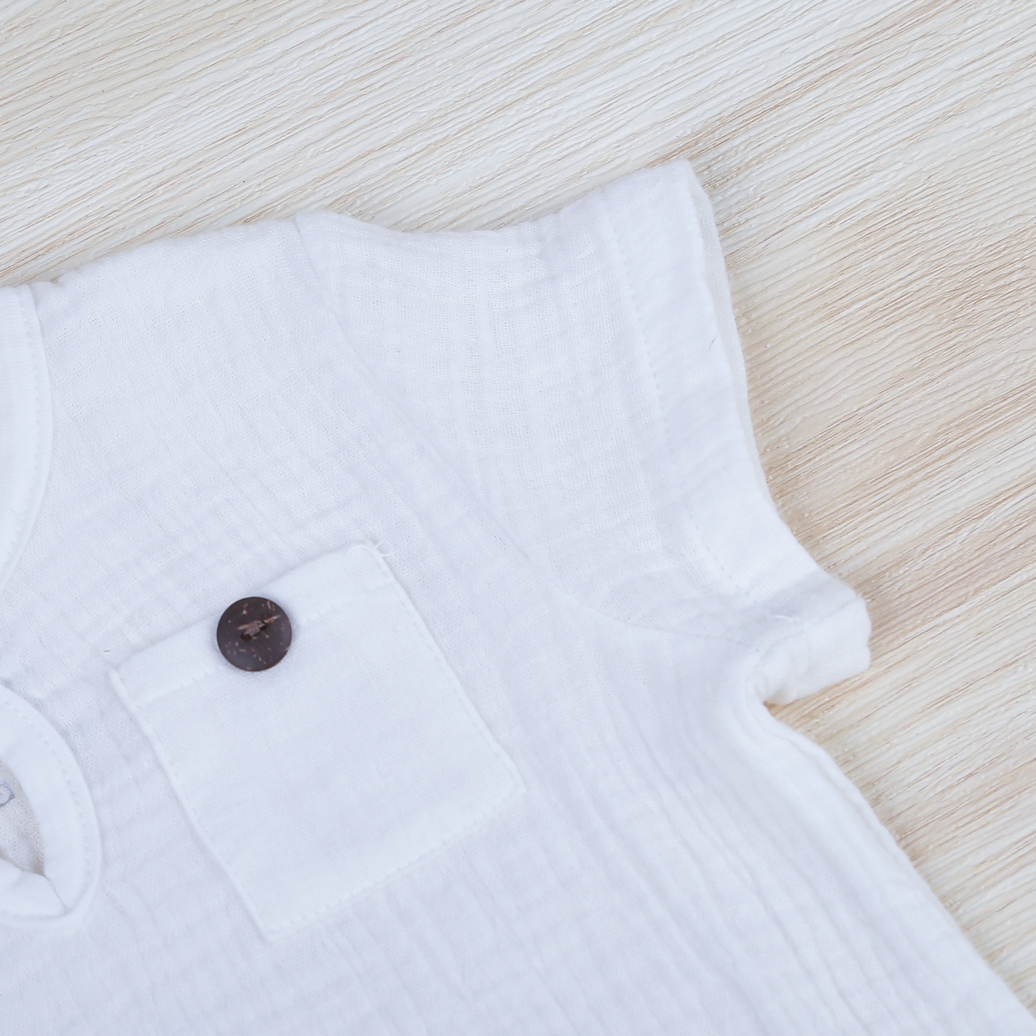 Bộ cộc tay bé trai xô KidsPlaza M21H trắng xanh hình 4