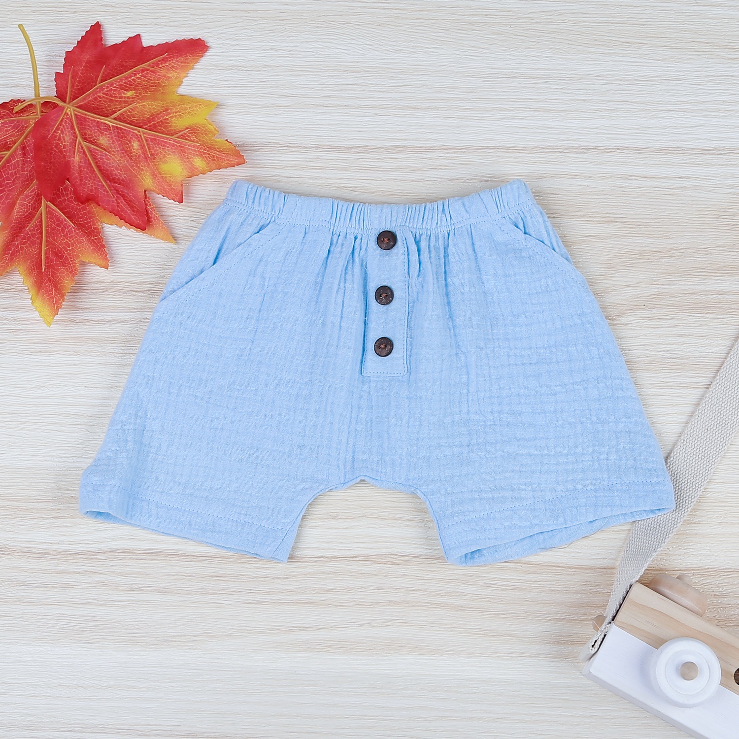 Bộ cộc tay bé trai xô KidsPlaza M21H trắng xanh hình 5