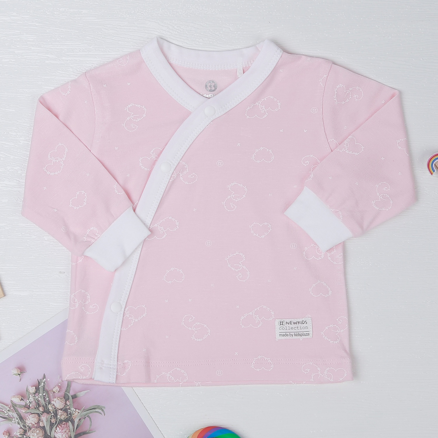 Bộ quần áo dài tay Otis cài chéo KidsPlaza Hồng ND22T hình 2