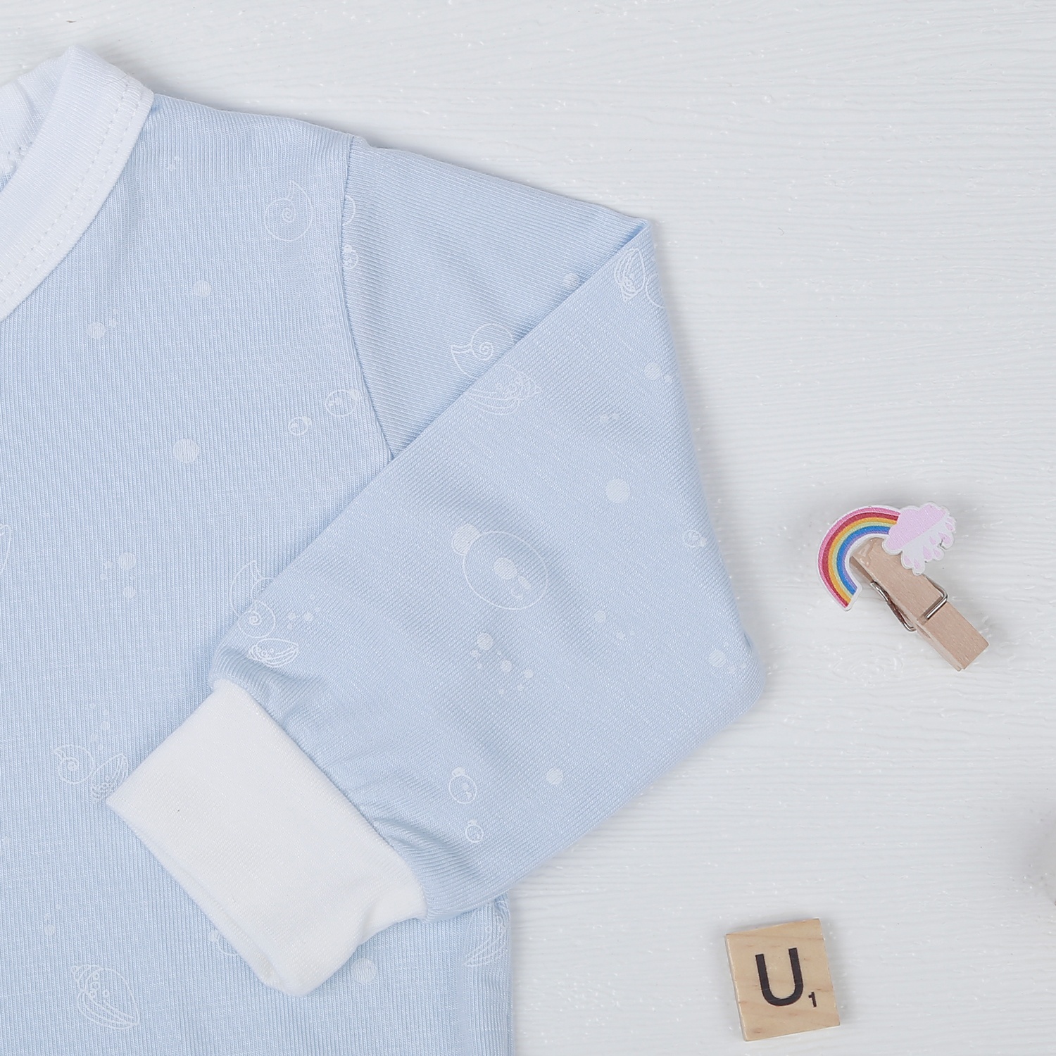 Bộ quần áo dài tay Otis cài chéo KidsPlaza màu xanh ND22T hình 4