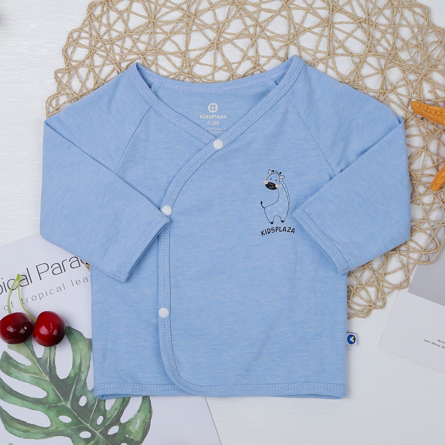 Bộ quần áo dài tay cài chéo KidsPlaza KA22 (Xanh)  hình 2