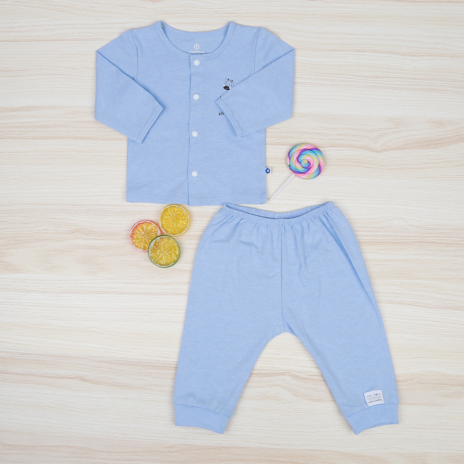 Bộ quần áo dài tay cài giữa KidsPlaza KA22 (Xanh) hình 1