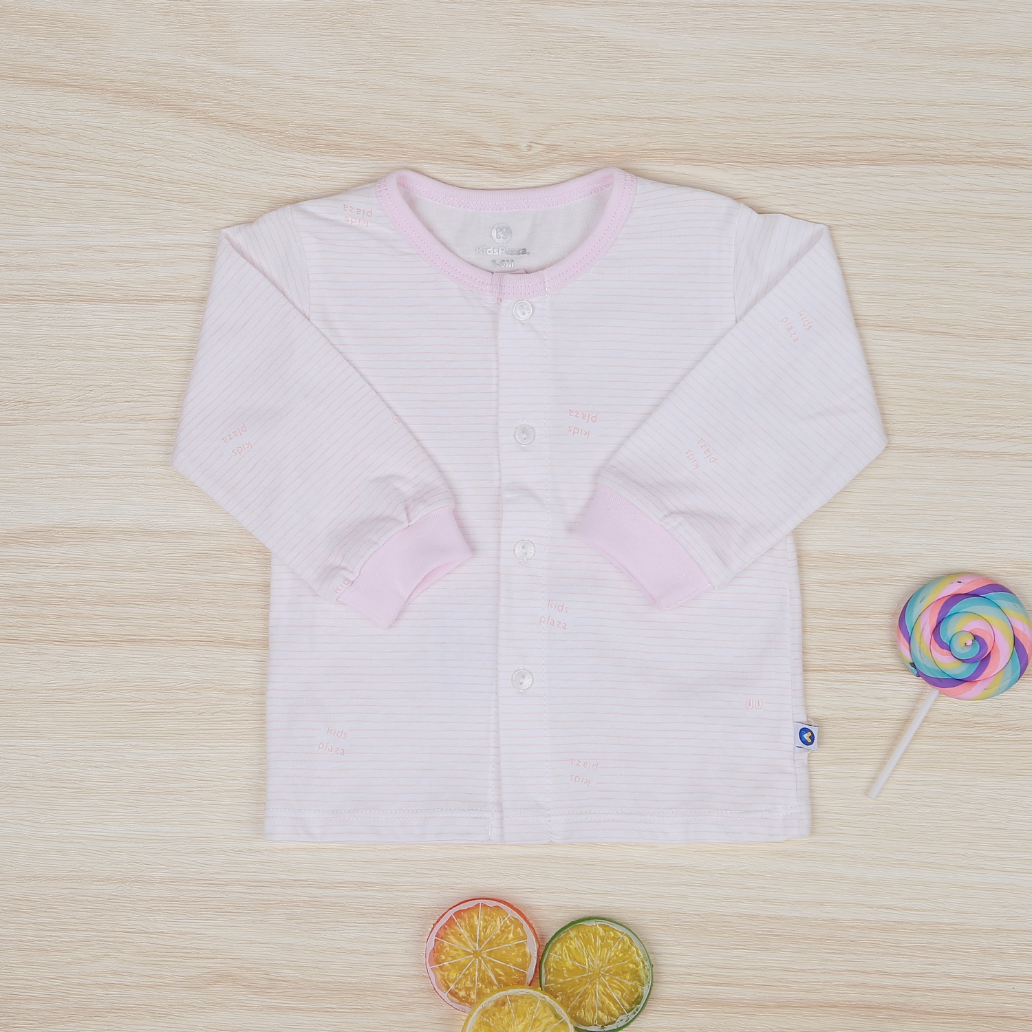 Bộ quần áo kẻ sơ sinh cài giữa KidsPlaza NBA22 (Hồng) hình 2