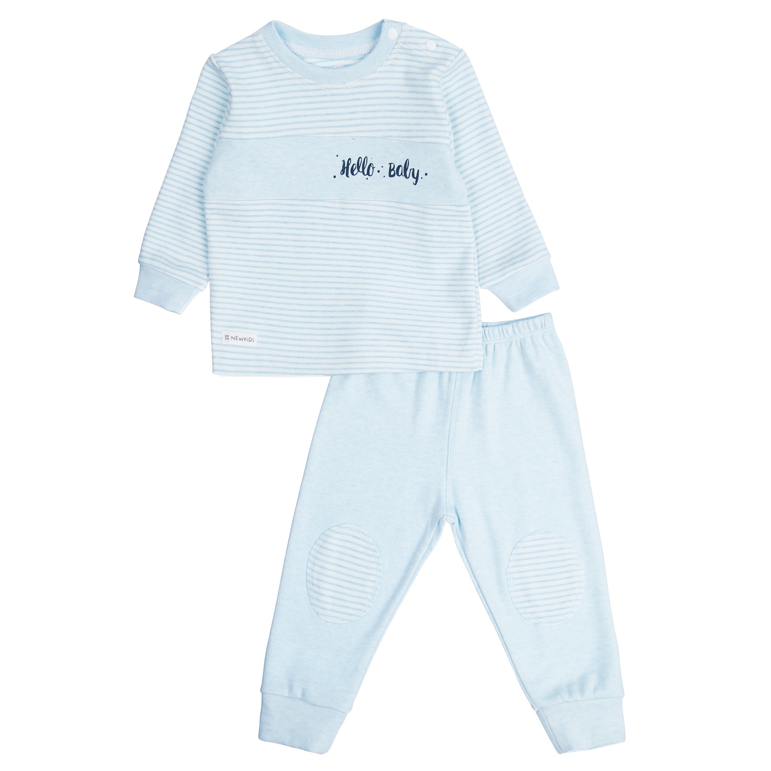 Bộ quần áo nhung dài tay bé trai cài vai xanh KidsPlaza ND21D hình 1