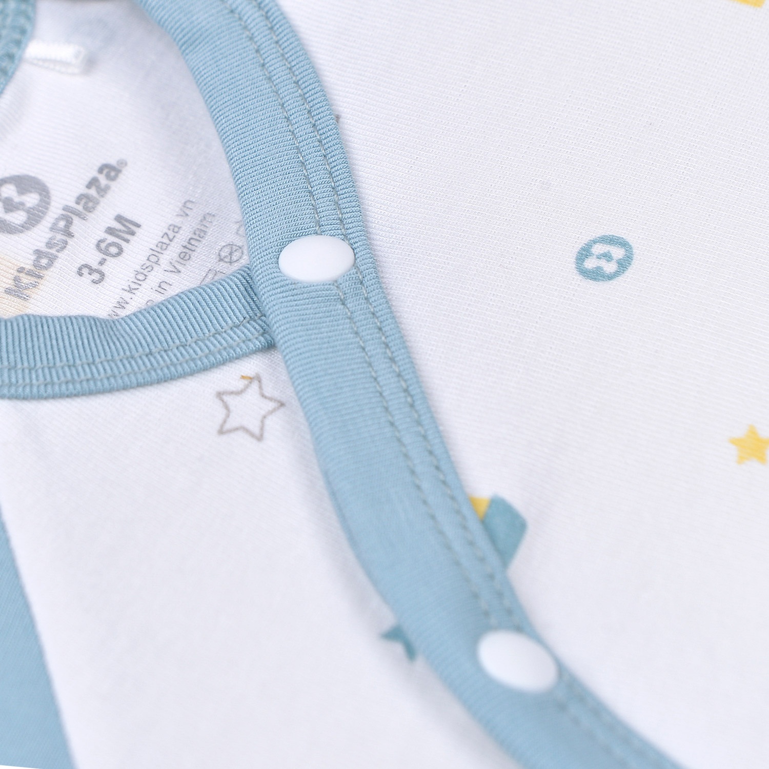 Bộ quần áo sơ sinh bé trai Otis cài lệch KidsPlaza ND22H (Trắng Xanh) hình 2