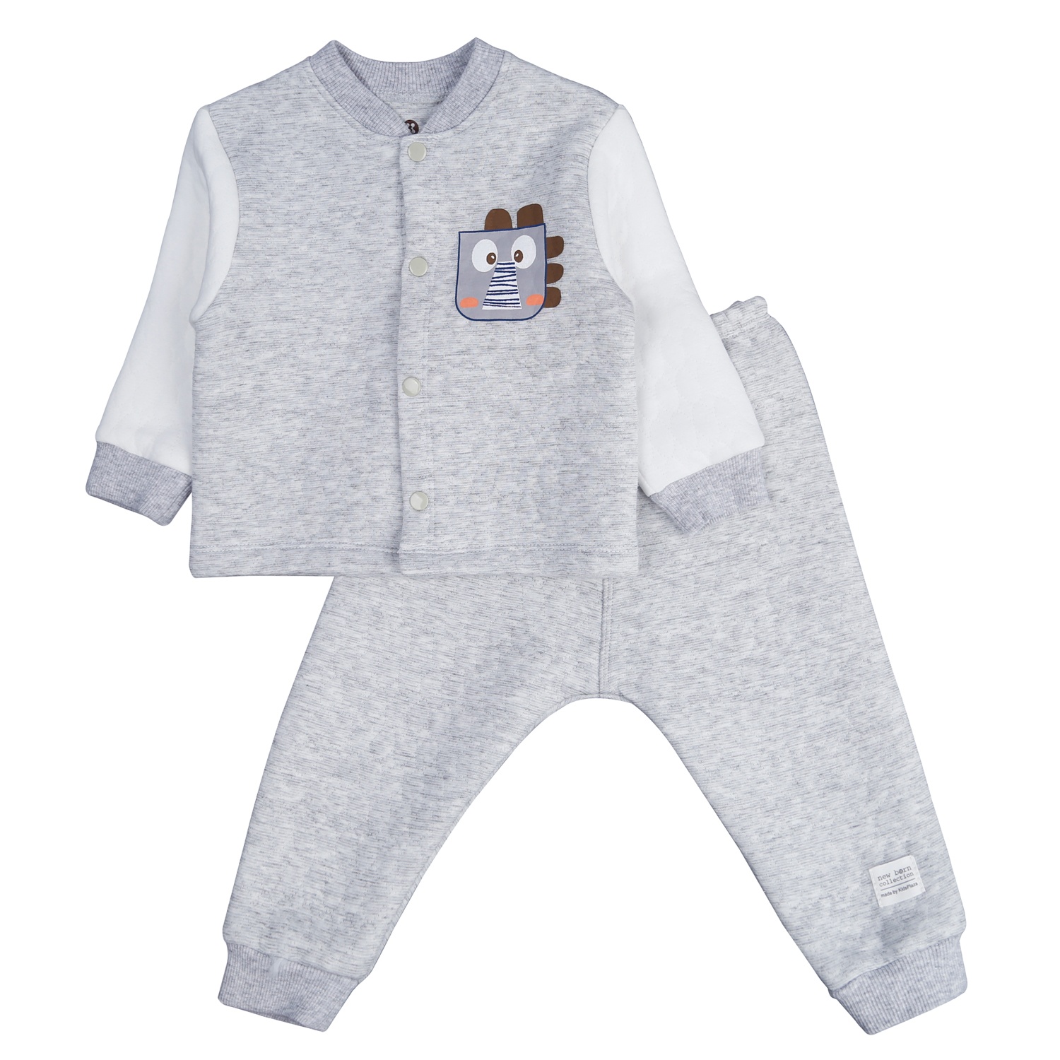 Bộ quần áo sơ sinh cài giữa in khủng long KidsPlaza HN21D (Ghi) hình 1