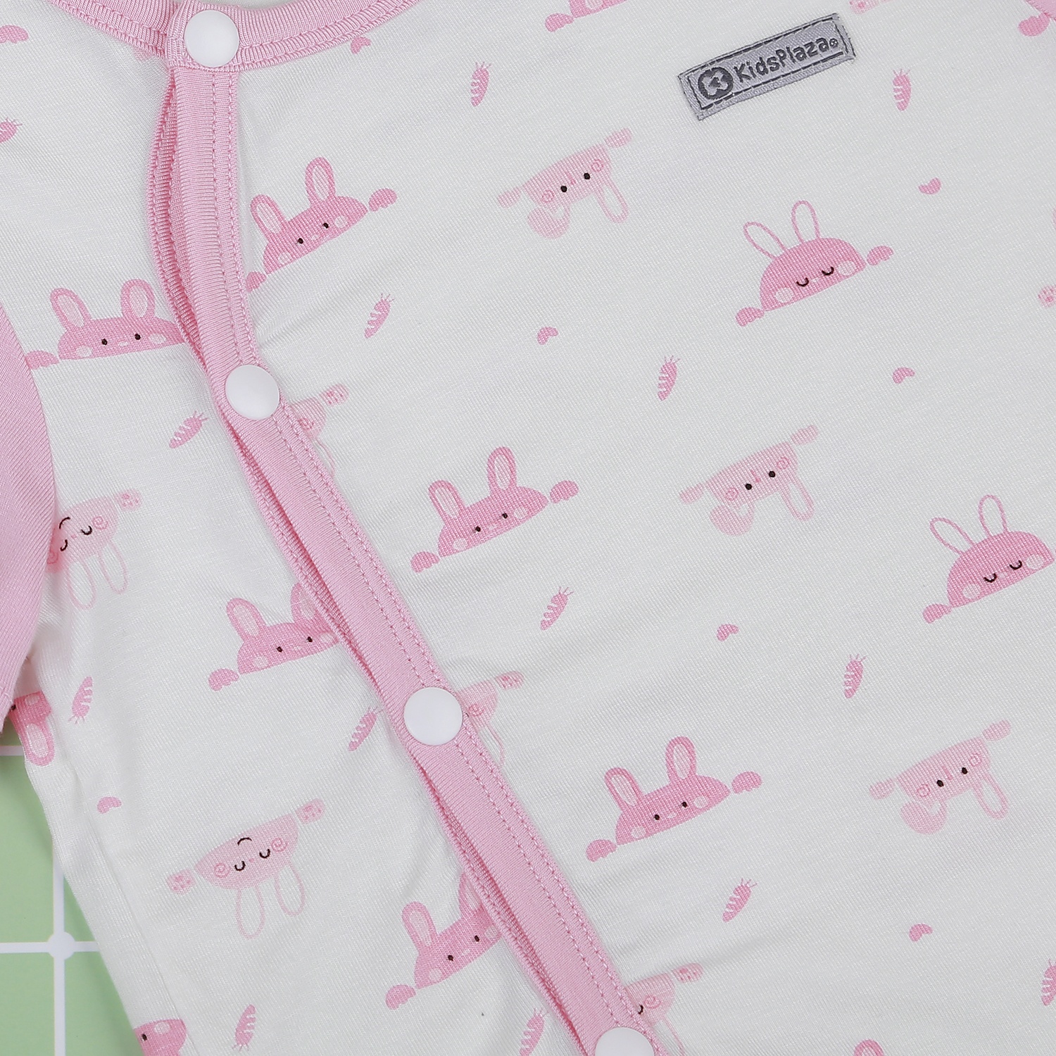 Bộ quần áo sơ sinh cộc tay cài lệch KidsPlaza in thỏ M22H (Hồng) hình 5