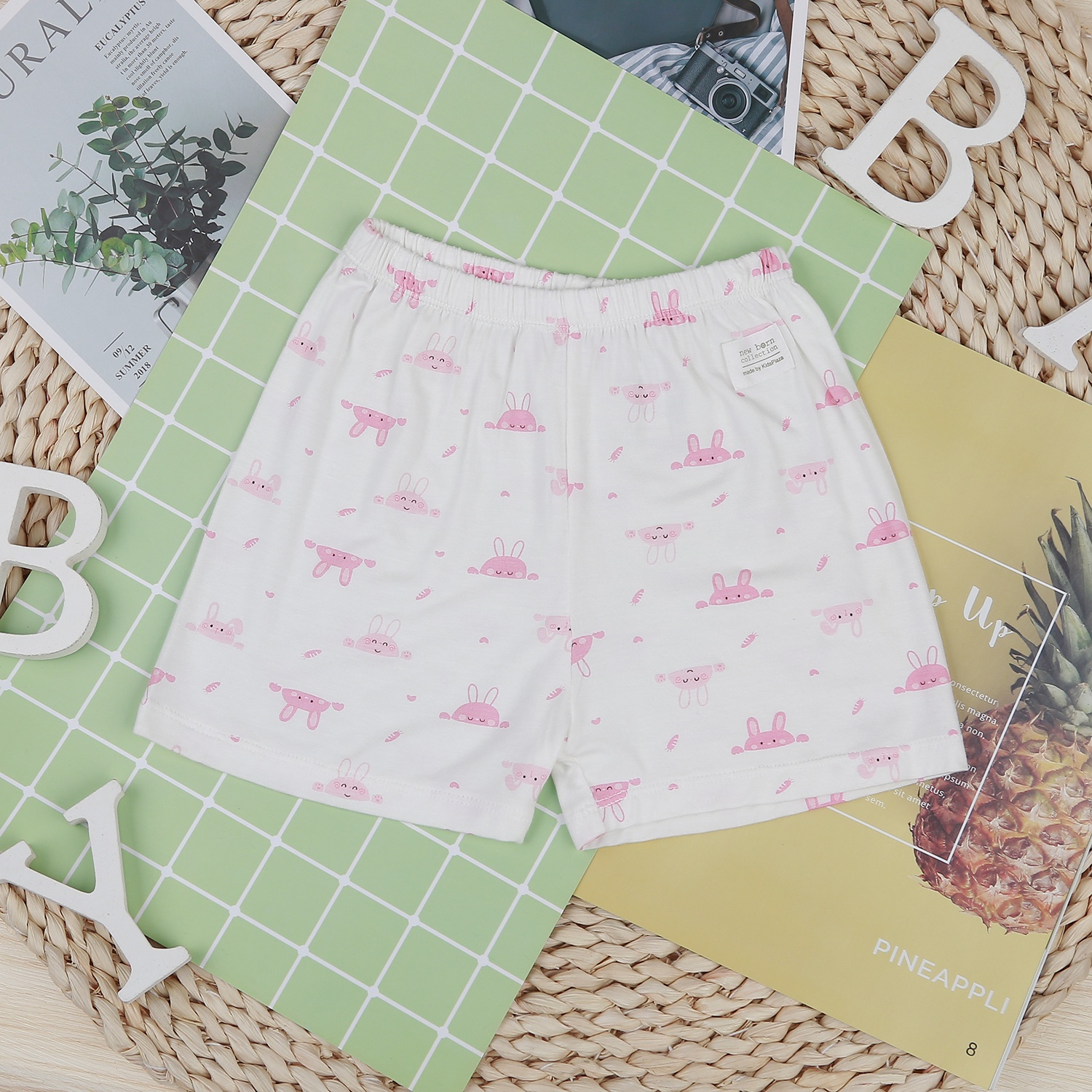 Bộ quần áo sơ sinh cộc tay cài lệch KidsPlaza in thỏ M22H (Hồng) hình 6