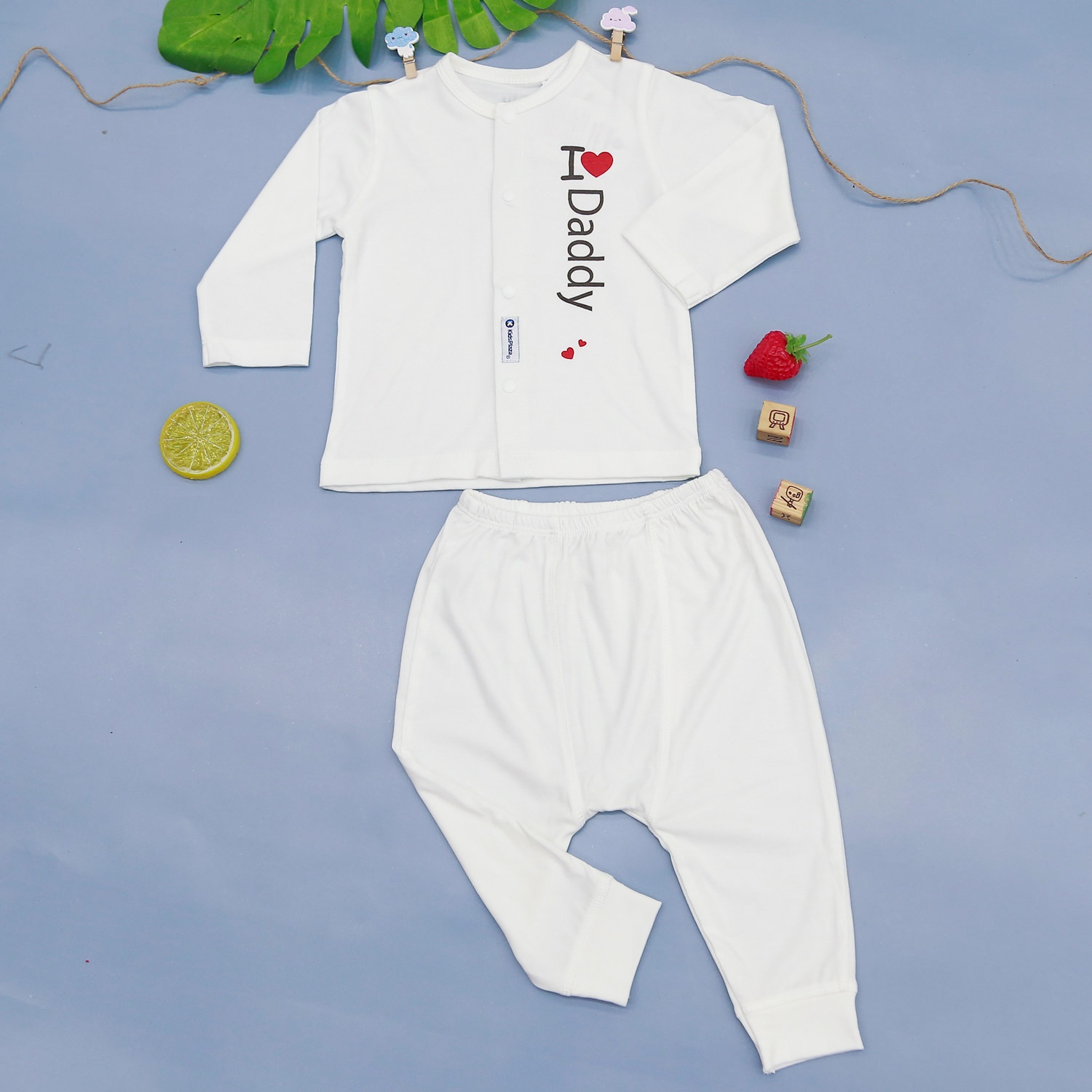 Bộ quần áo sơ sinh dài tay cài giữa Otis KidsPlaza ND22H (Trắng)  hình 1