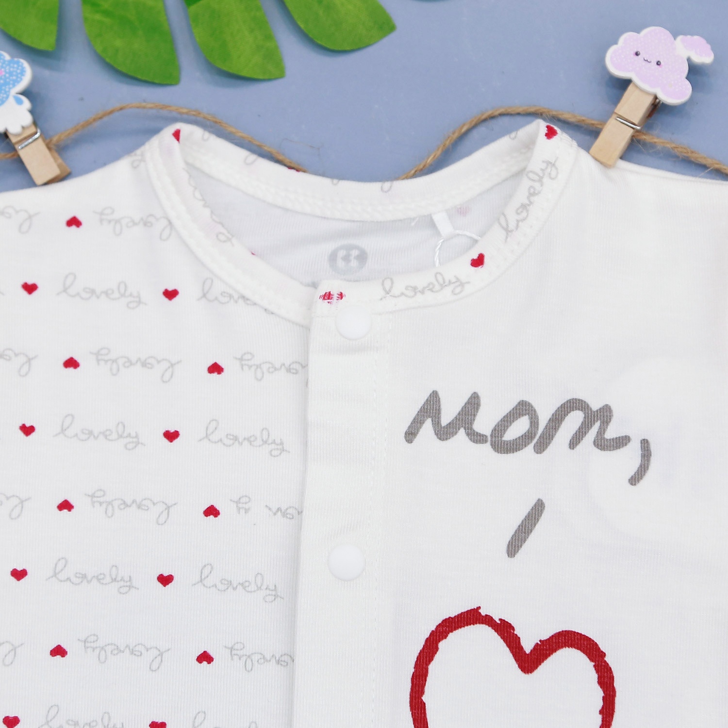 Bộ quần áo sơ sinh dài tay cài giữa Otis tim KidsPlaza ND22H (Trắng) hình 3