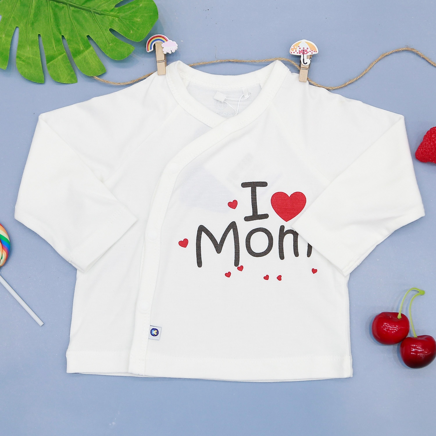 Bộ quần áo sơ sinh dài tay cài lệch Otis KidsPlaza ND22H (Trắng) hình 2