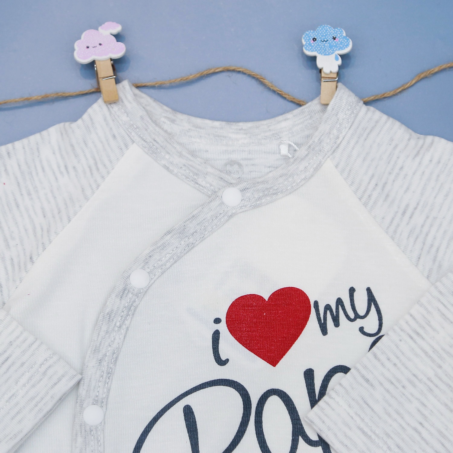 Bộ quần áo sơ sinh dài tay cài lệch Otis KidsPlaza ND22H (Trắng ghi) hình 3