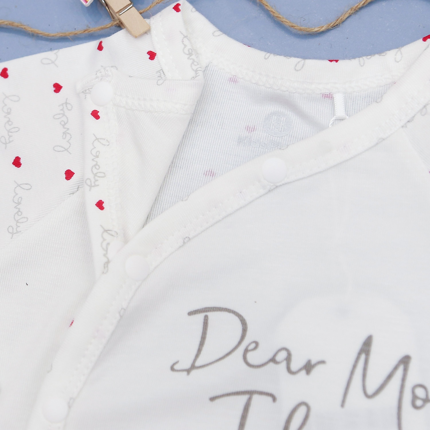 Bộ quần áo sơ sinh dài tay cài lệch Otis tim KidsPlaza ND22H (Trắng) hình 3