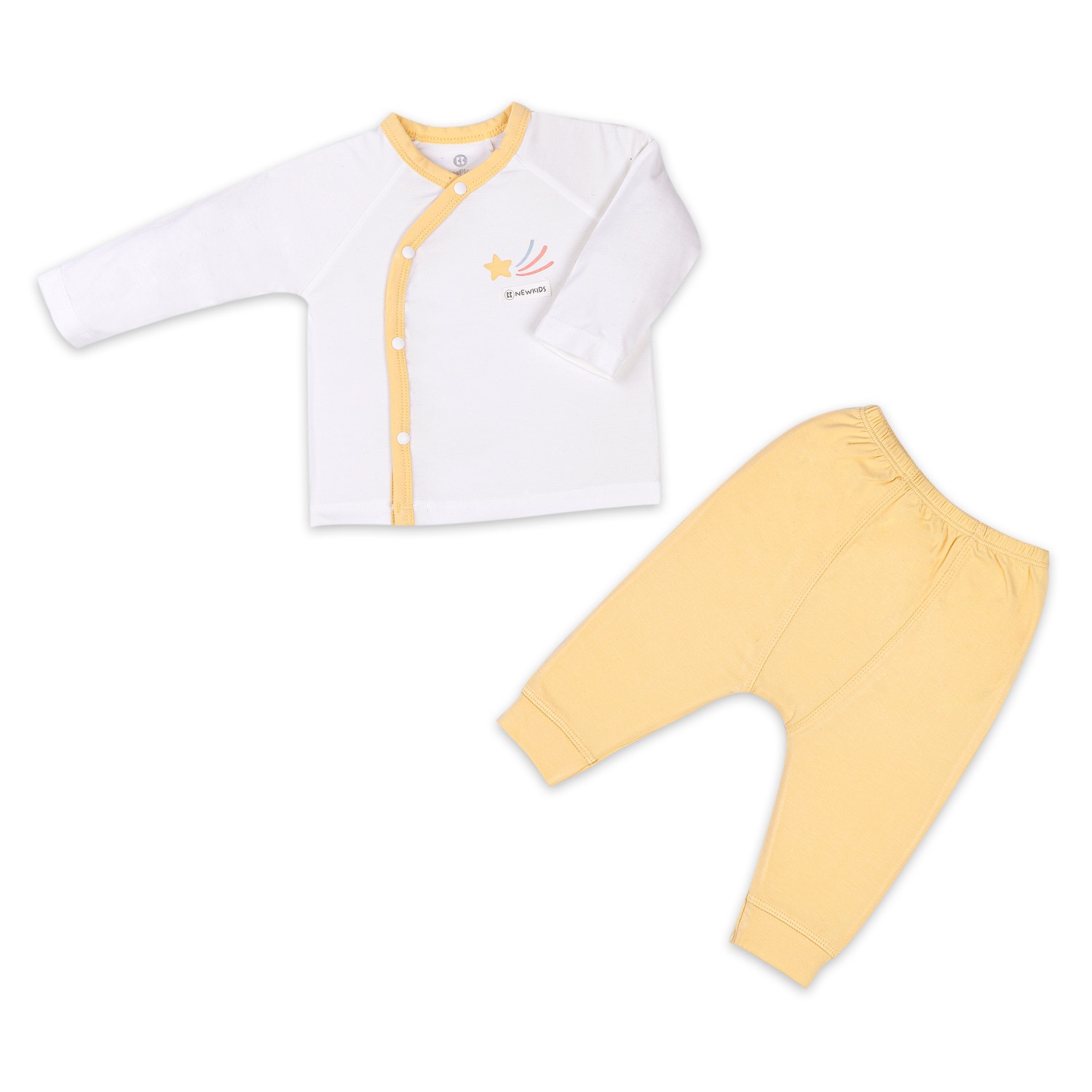 Bộ sơ sinh cài lệch bé gái dài tay Otis KidsPlaza ND22H (Trắng Vàng) hình 1