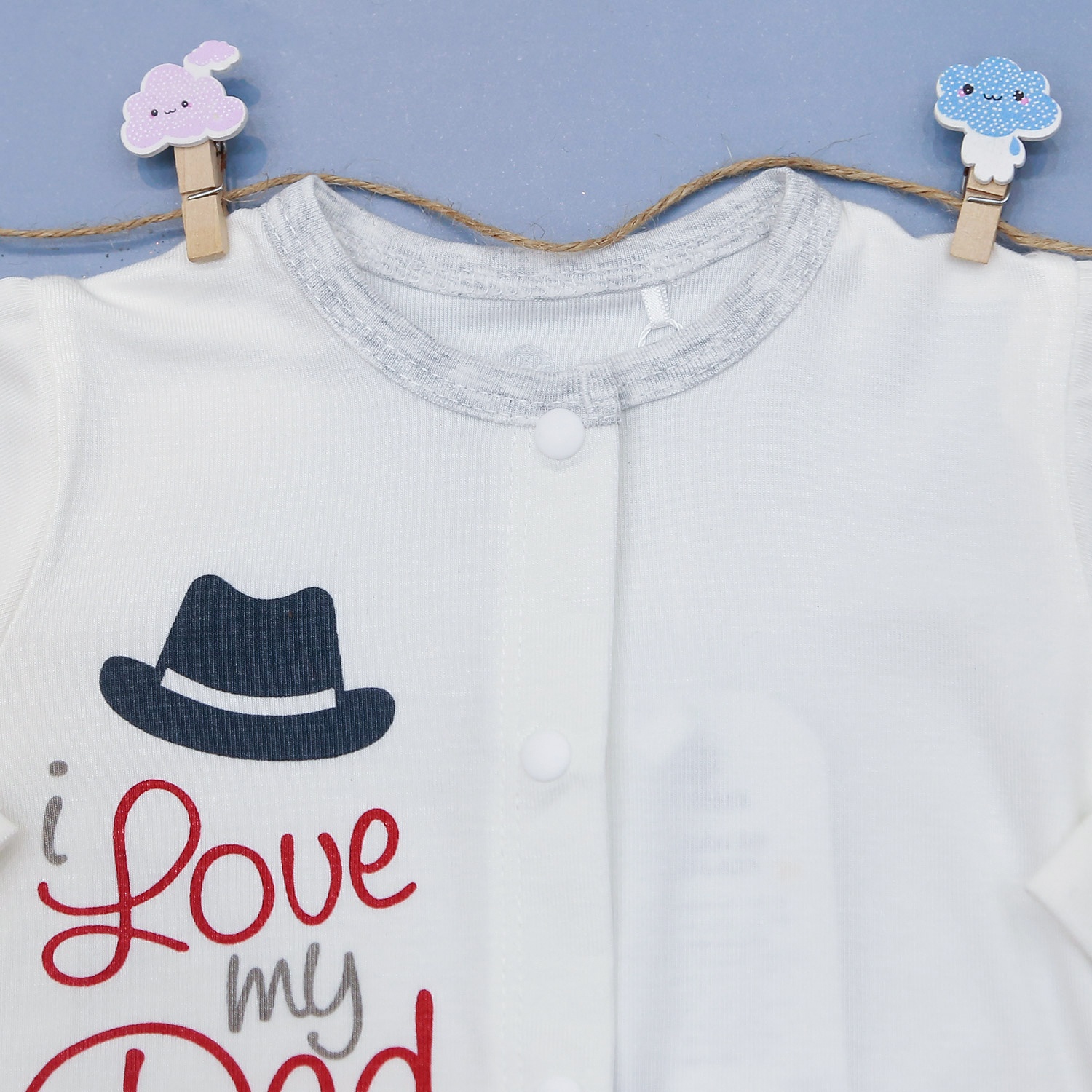 Bộ quần áo sơ sinh dài tay cài giữa Otis KidsPlaza ND22H (Trắng ghi) hình 3