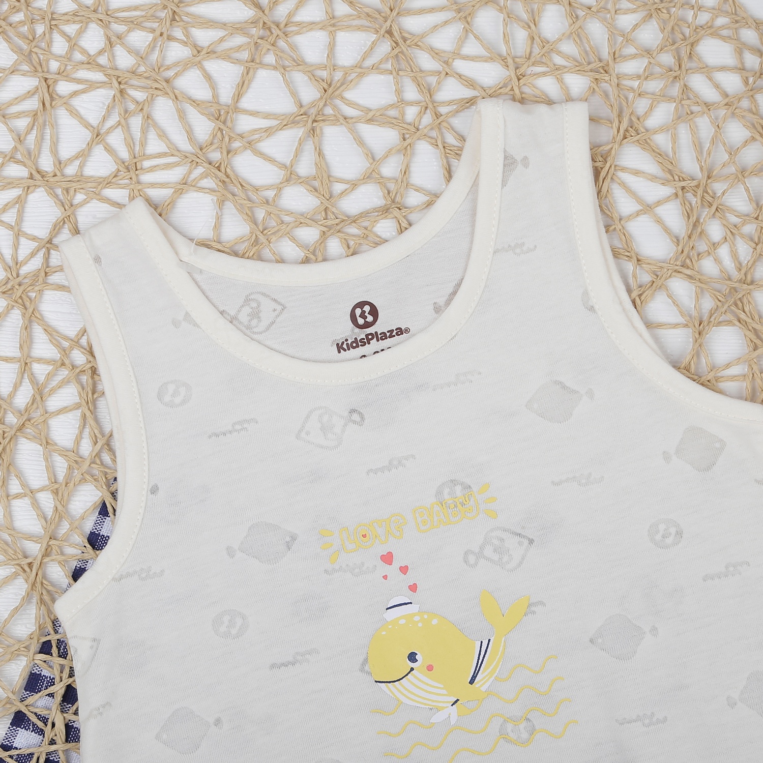 Body ba lỗ in cá voi KidsPlaza vàng HN21H hình 2
