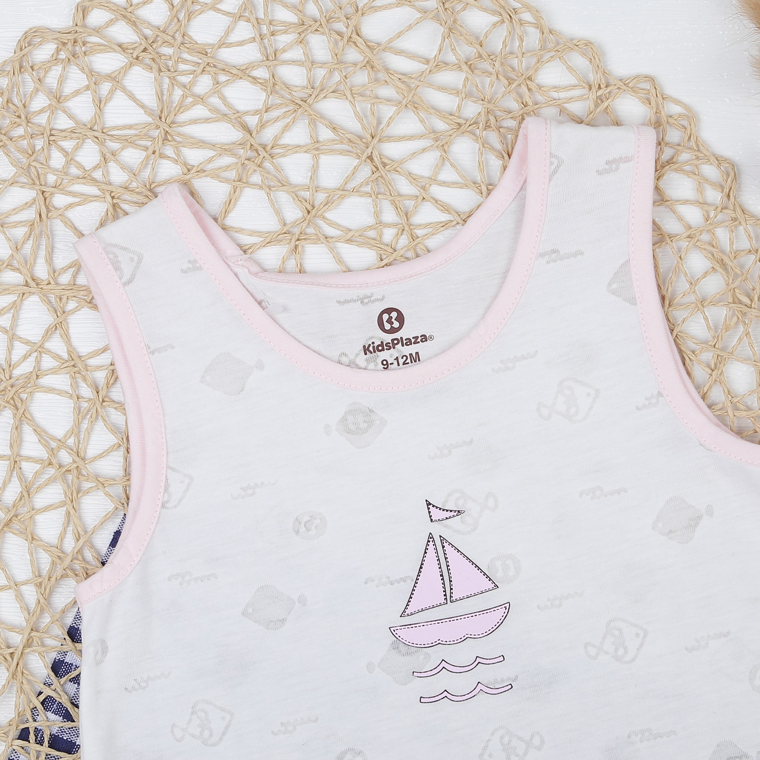 Body ba lỗ in thuyền KidsPlaza trắng hồng HN21H hình 2