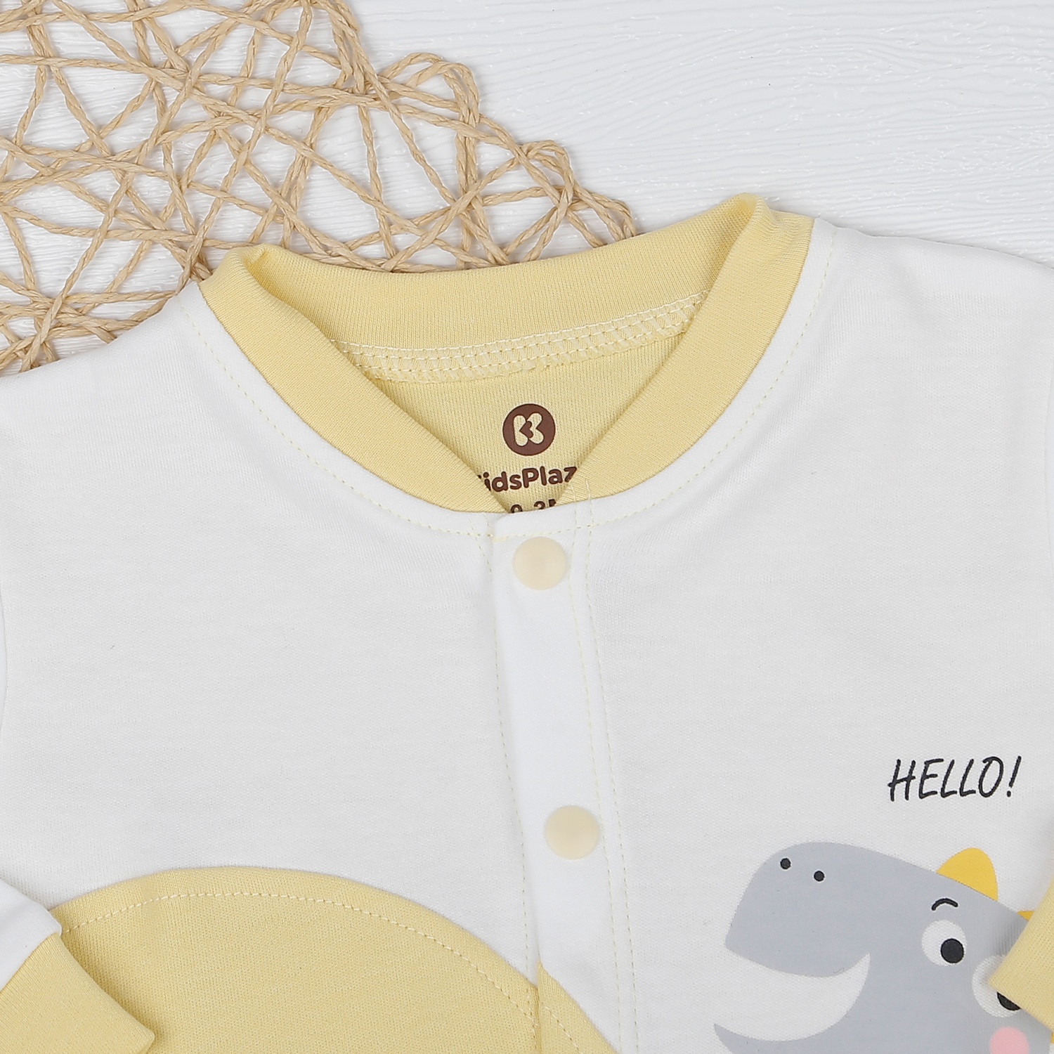 Body bé trai dài tay KidsPlaza in khủng long HN22D (Trắng vàng) hình 2