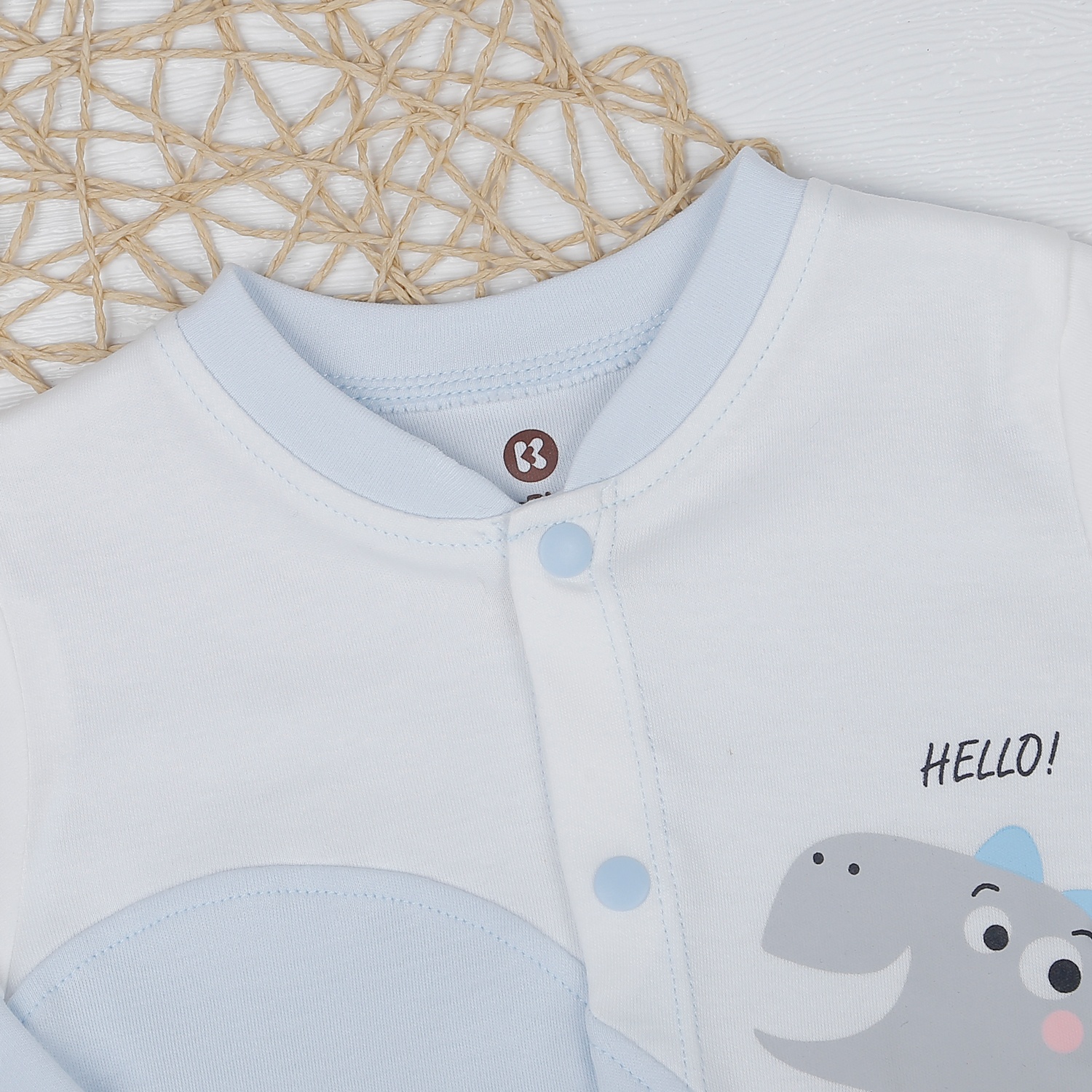 Body bé trai dài tay KidsPlaza in khủng long HN22D (Trắng xanh) hình 2