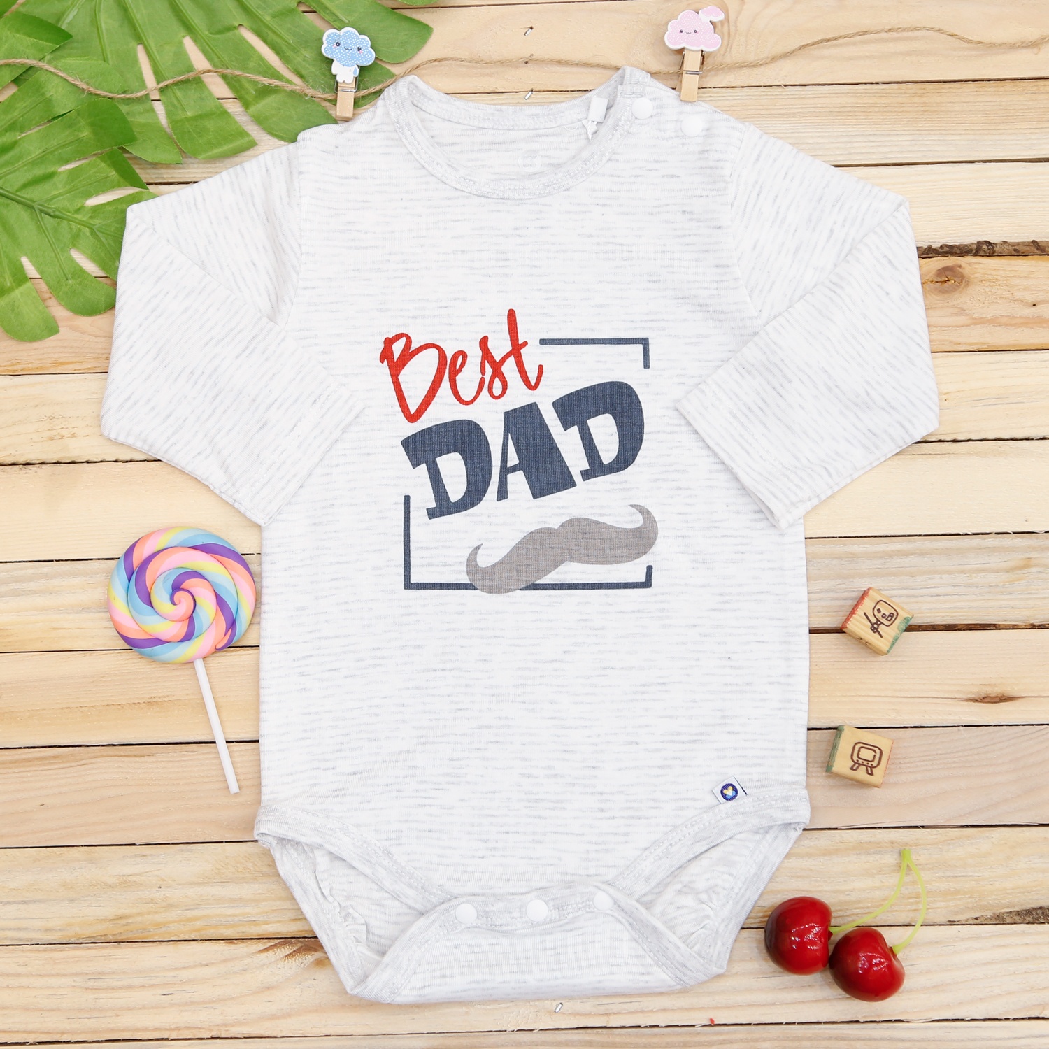 Body bẹn dài tay Otis KidsPlaza ND22H (Trắng kẻ ghi)  hình 1