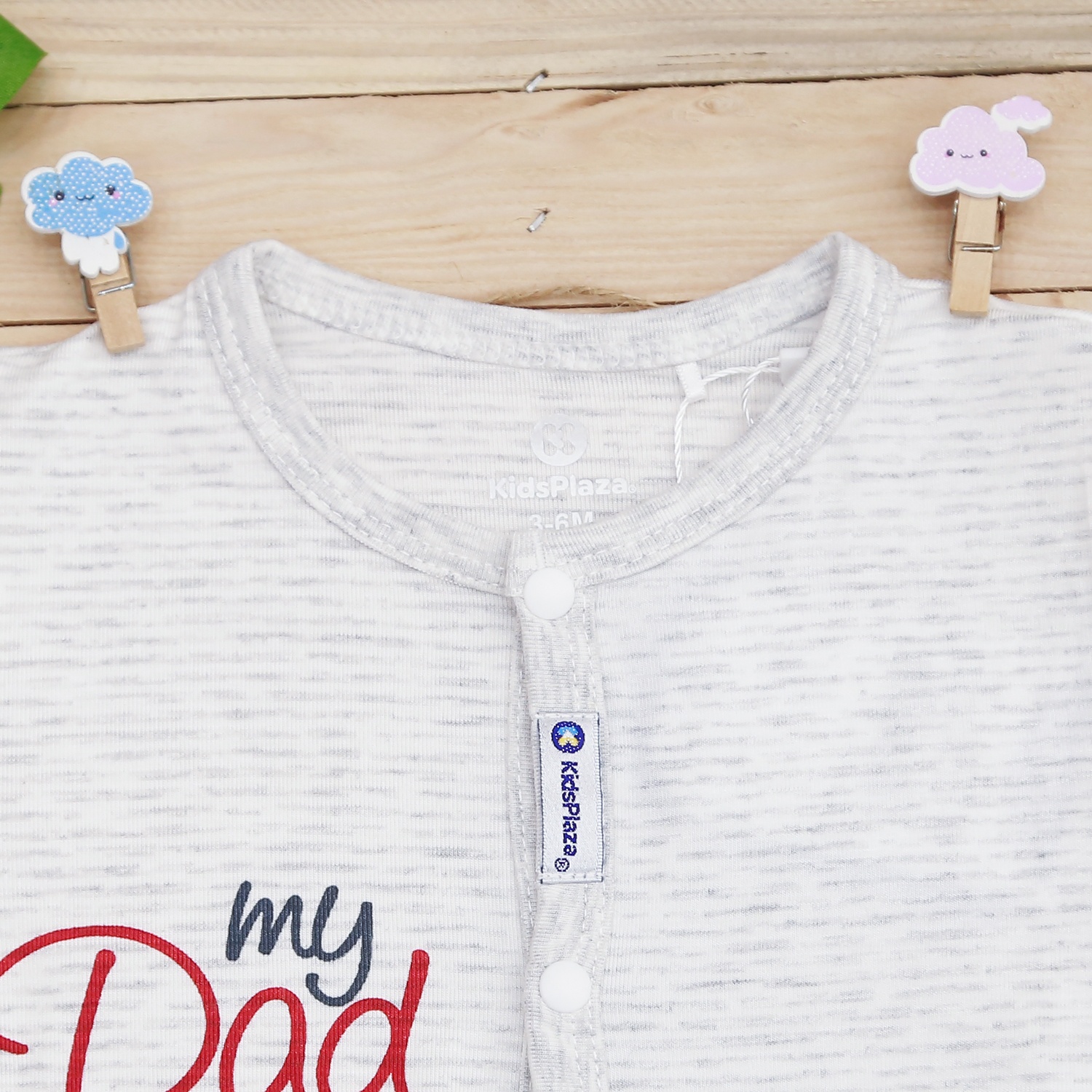 Body sơ sinh cộc tay cài giữa Otis KidsPlaza ND22H (Trắng ghi) hình 2