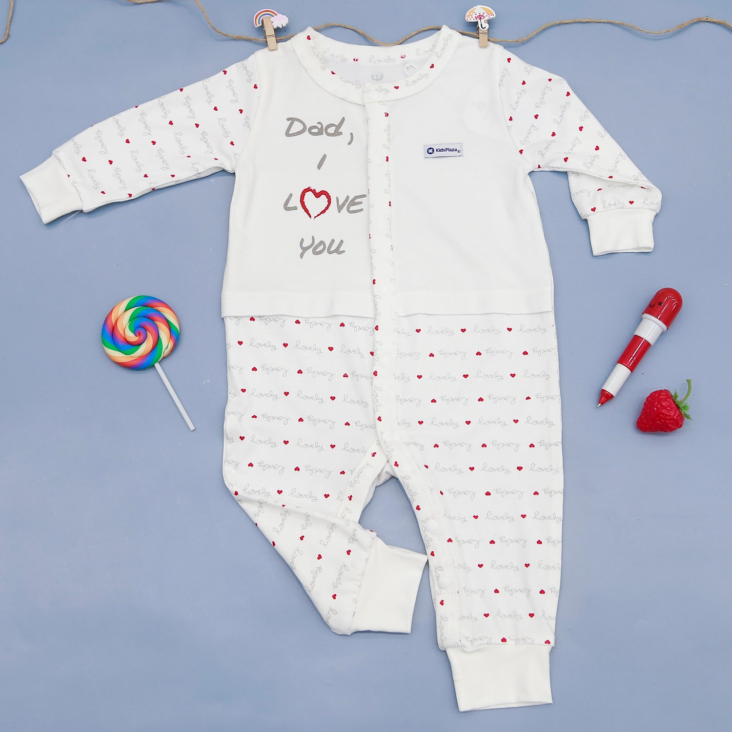 Body dài tay in hình tim otis KidsPlaza ND22H (Trắng) hình 1