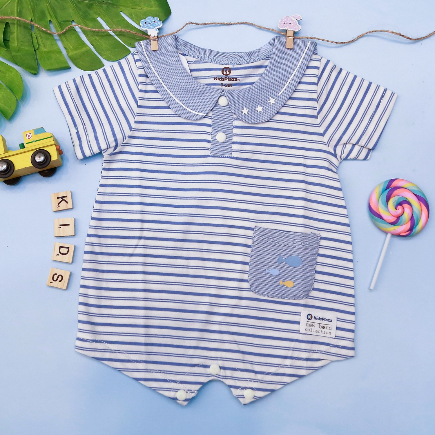 Body đùi cho bé KidsPlaza kẻ in túi cá HN21H (Xanh)  hình 1