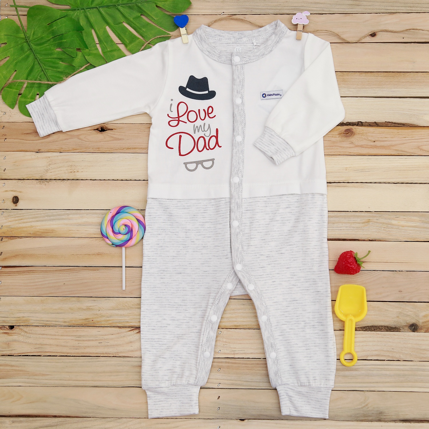 Body sơ sinh dài tay Otis KidsPlaza ND22H (Trắng ghi) hình 1