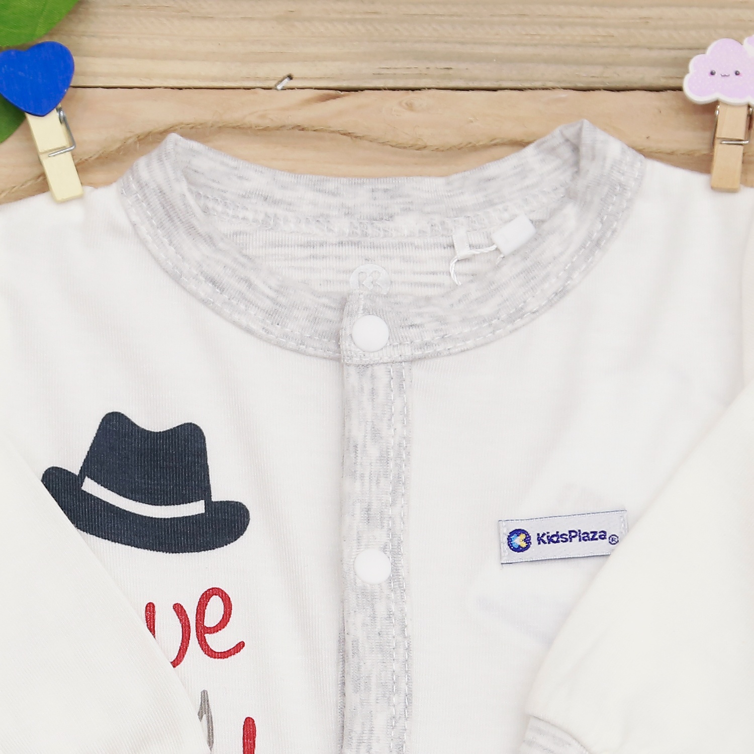 Body sơ sinh dài tay Otis KidsPlaza ND22H (Trắng ghi) hình 2