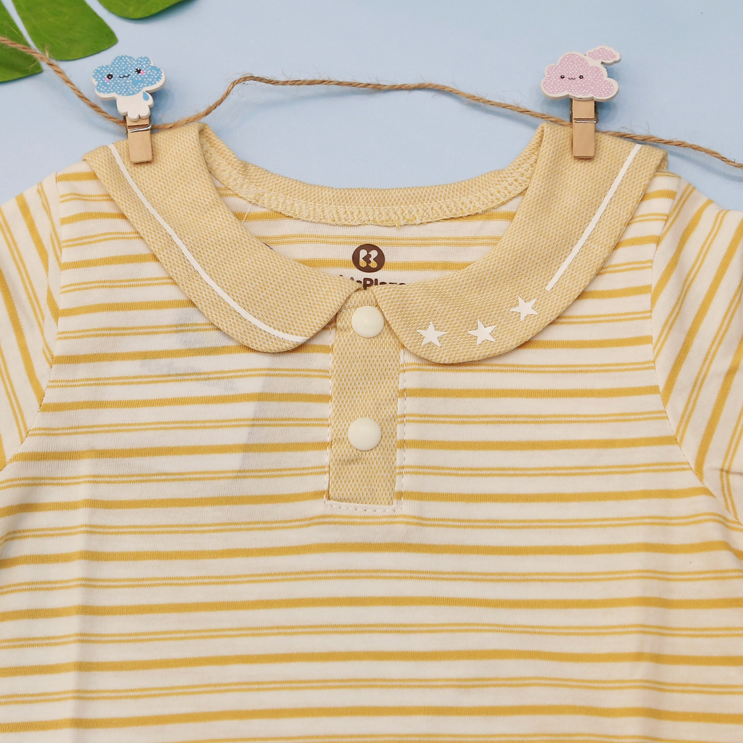 Body sơ sinh đùi cho bé KidsPlaza kẻ in túi cá HN21H (Vàng)  hình 2