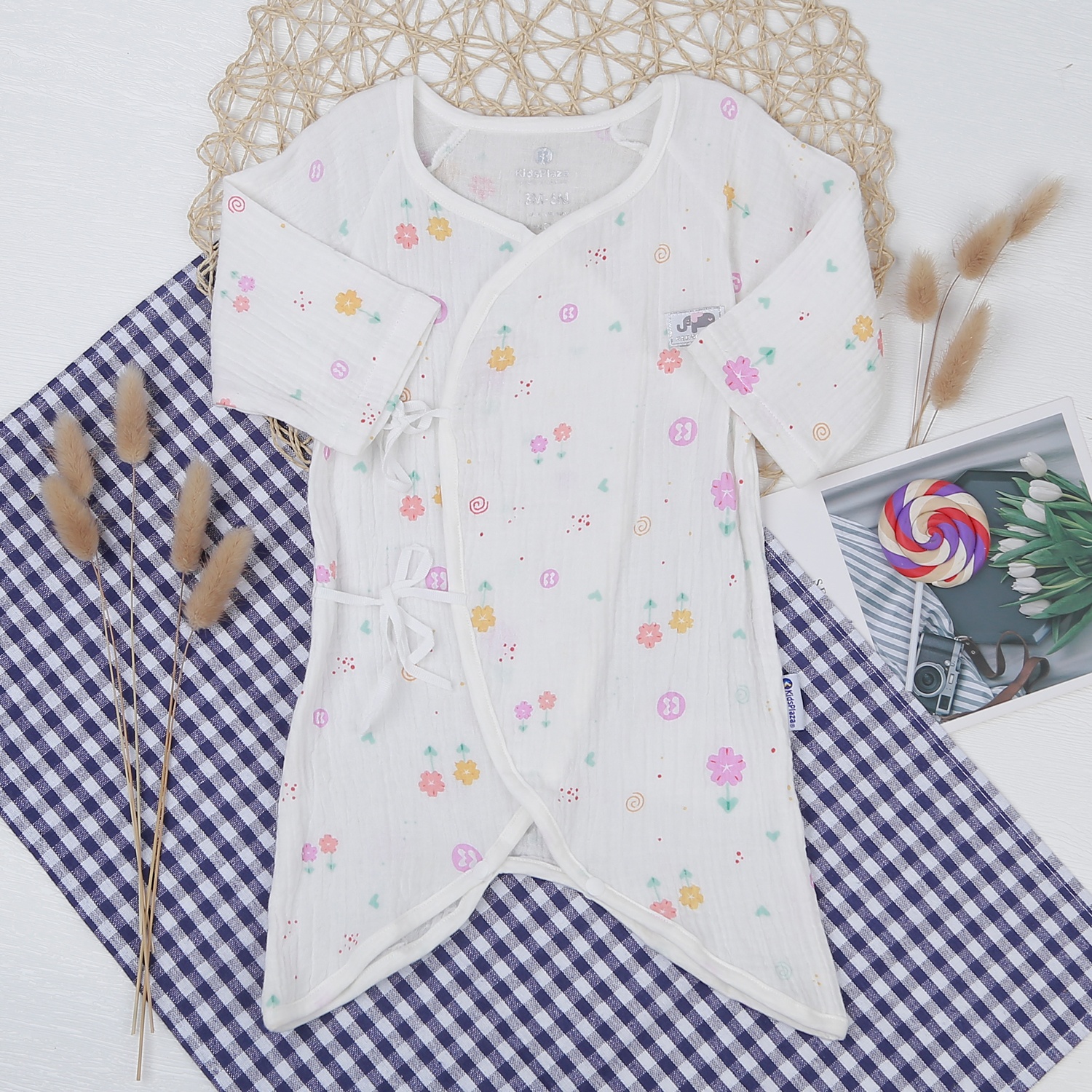 Body xô buộc dây KidsPlaza cho bé in hoa M21H hình 1