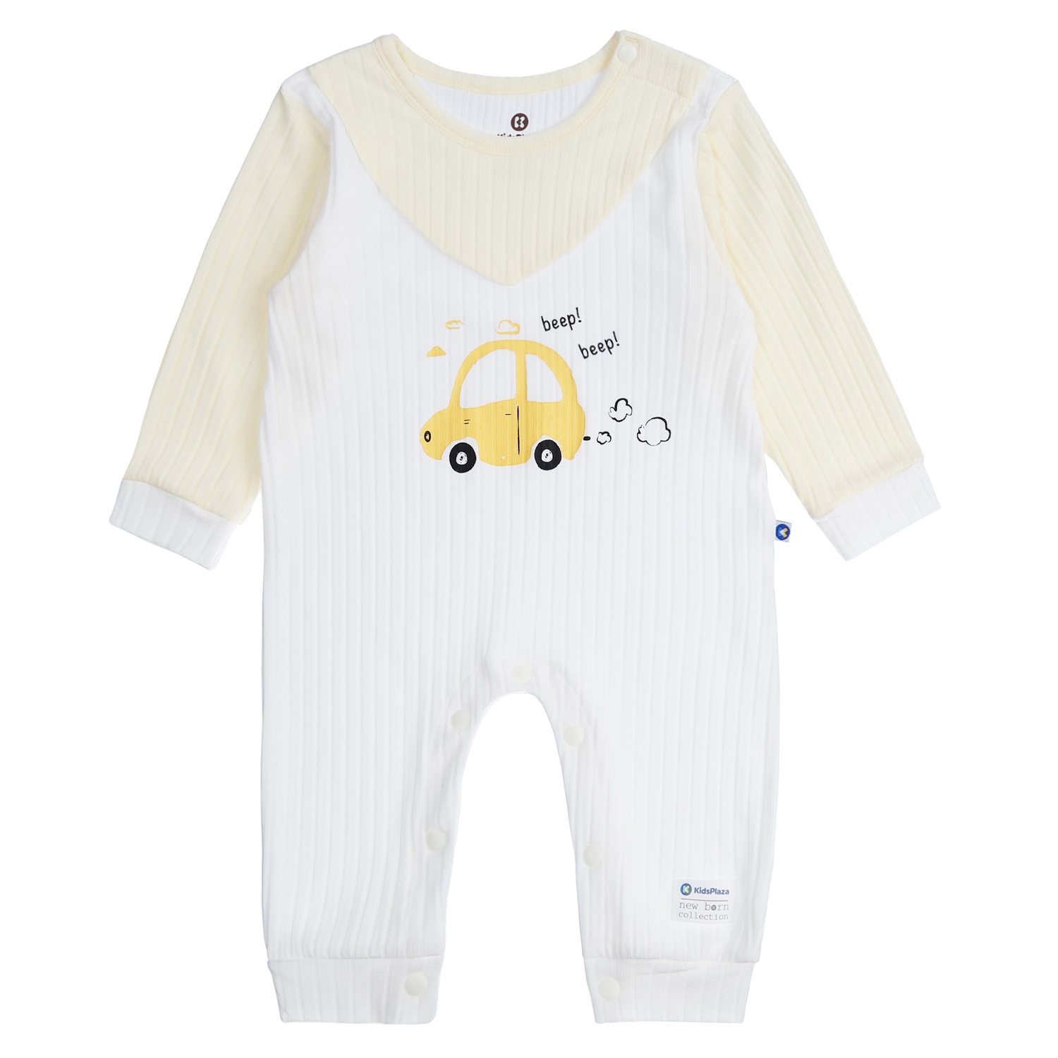 Body yếm dài tay KidsPlaza in hình ô tô HN21T (Trắng Vàng) hình 1