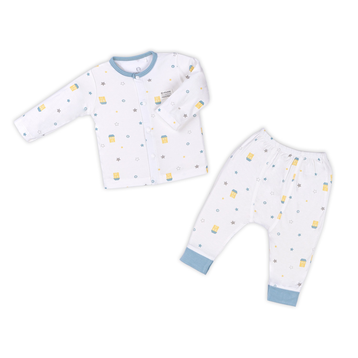 Quần áo sơ sinh bé trai Otis cài giữa in hình ngôi nhà Kids Plaza ND22H (Trắng) hình 1