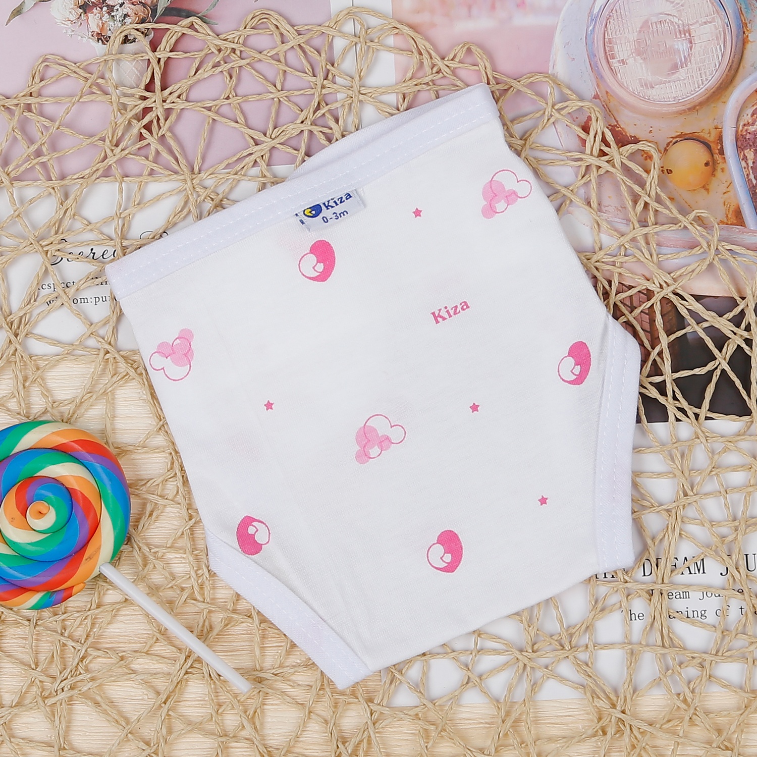 Tã dán cho bé in hình Kiza trắng hồng 1M hình 3