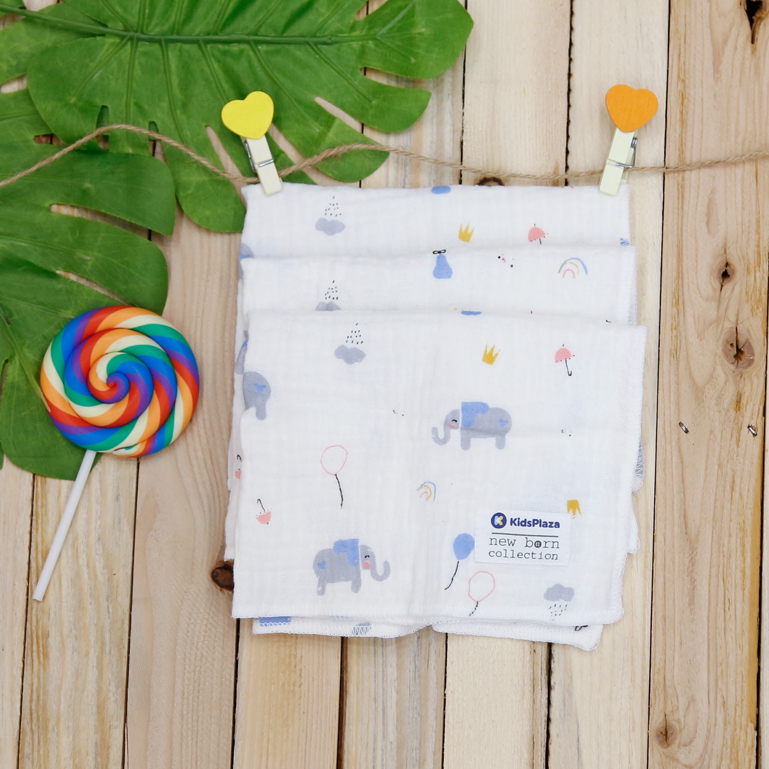 Set quà tặng sơ sinh xô in hình voi KidsPlaza M21H (0-6M) hình 9