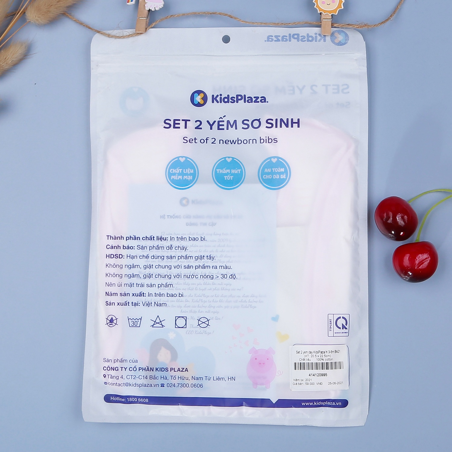 Set 2 yếm hồng buộc dây KidsPlaza BA21 (3-6M) hình 3