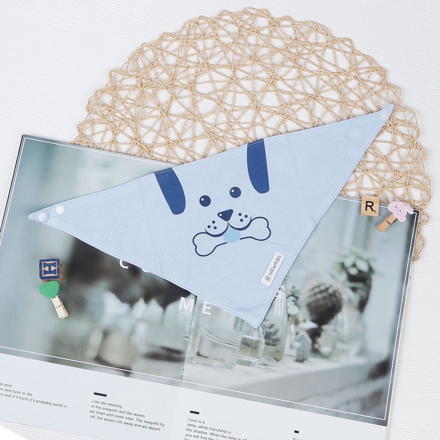 Set 2 yếm kẻ tăm xanh KidsPlaza ND22T hình 2