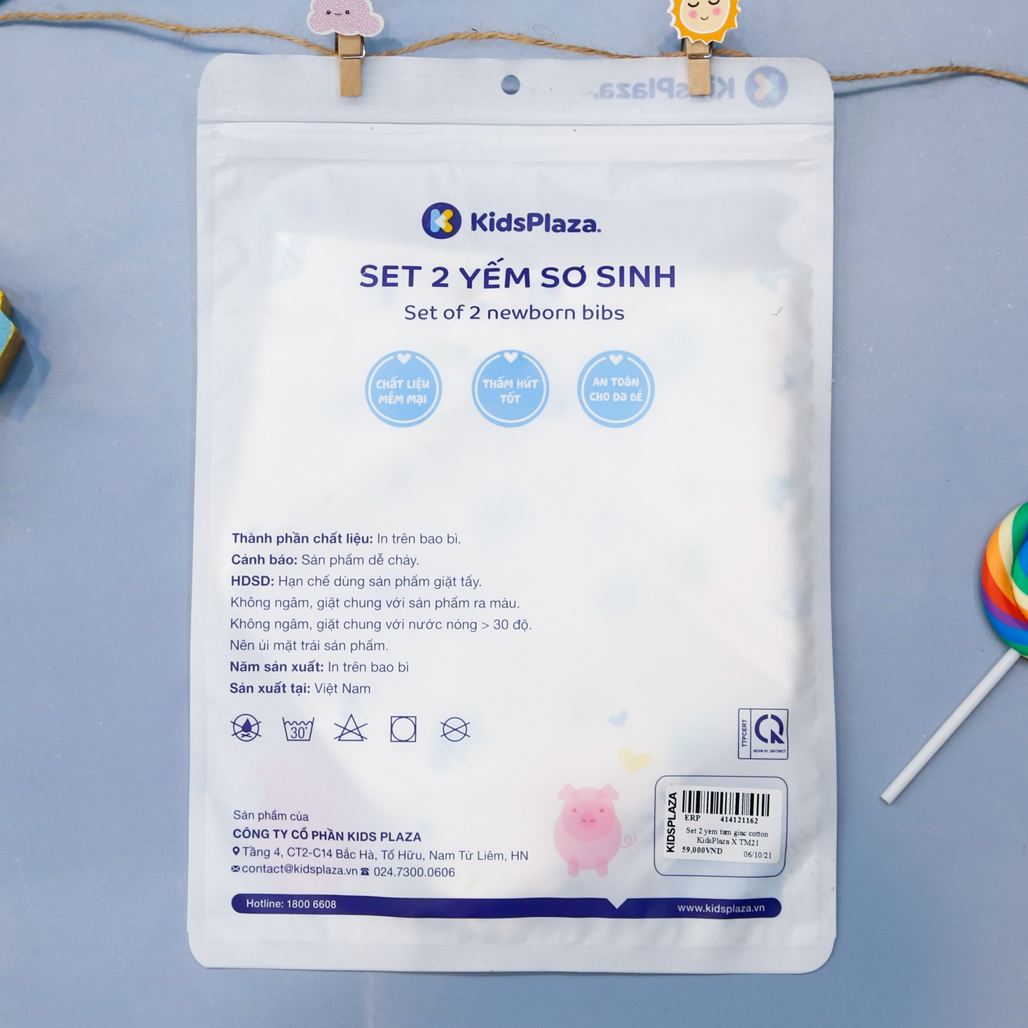 Set 2 yếm tam giác xô cotton KidsPlaza TM21 hình 4